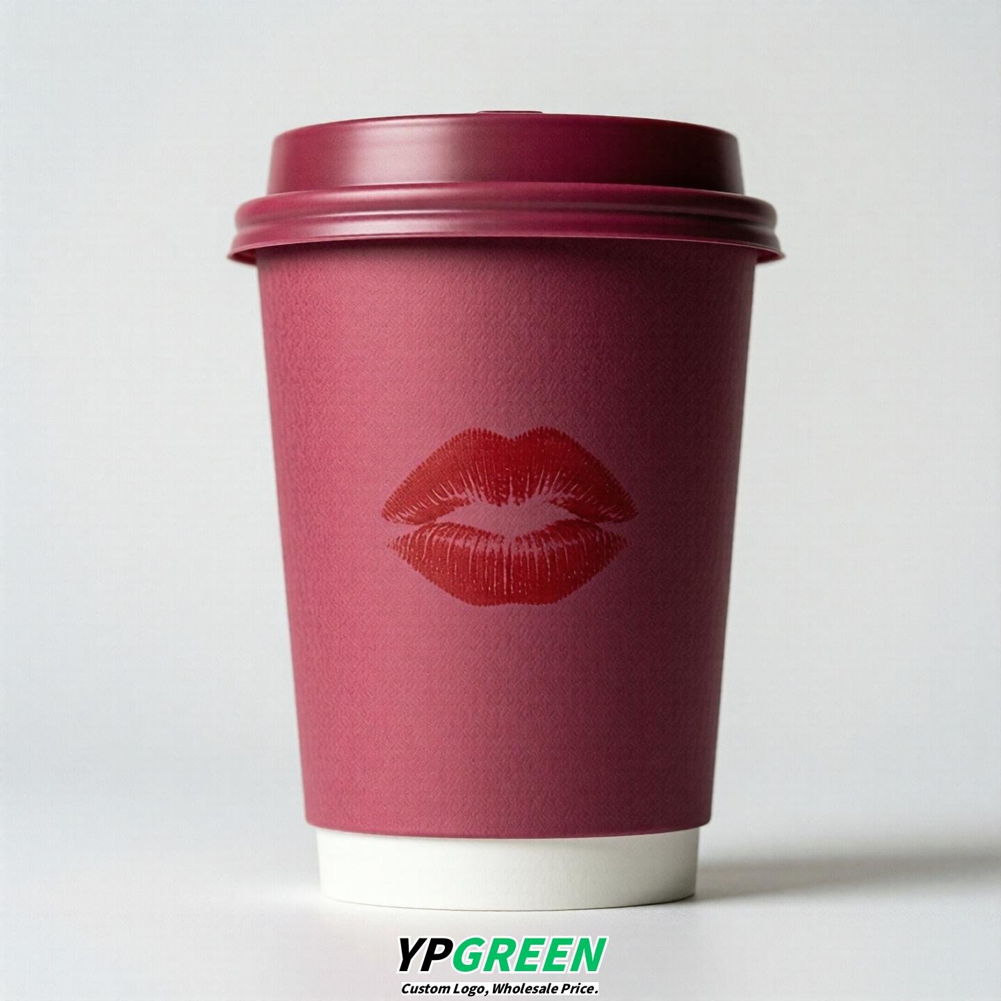 Fuchsia Paper Cups with Lips Print 10oz/12oz/16oz/20oz/22oz