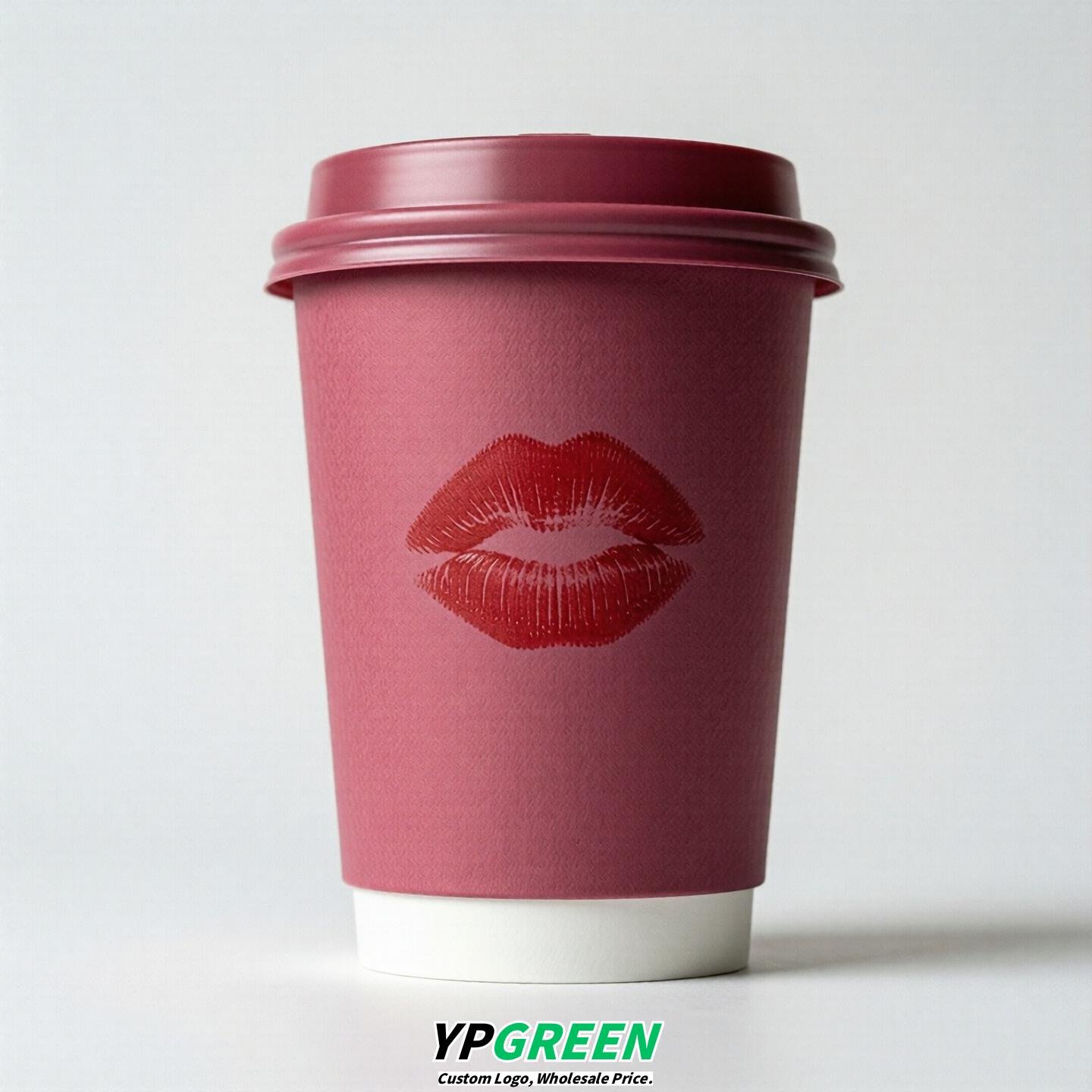 Fuchsia Paper Cups with Lips Print 10oz/12oz/16oz/20oz/22oz