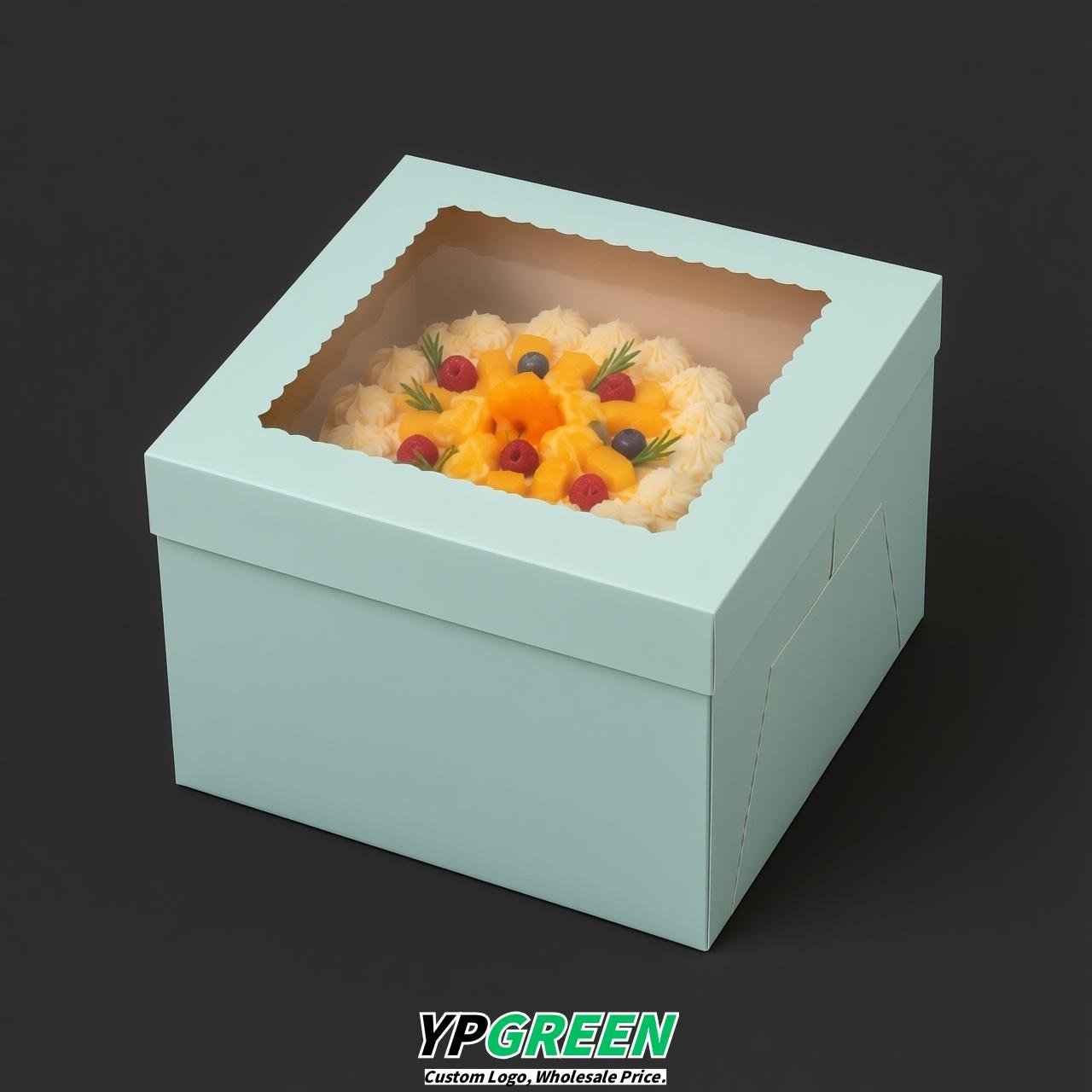 Glaucous 10 & 12 inches Cake Box with Window - Square Cardboard Cake Box