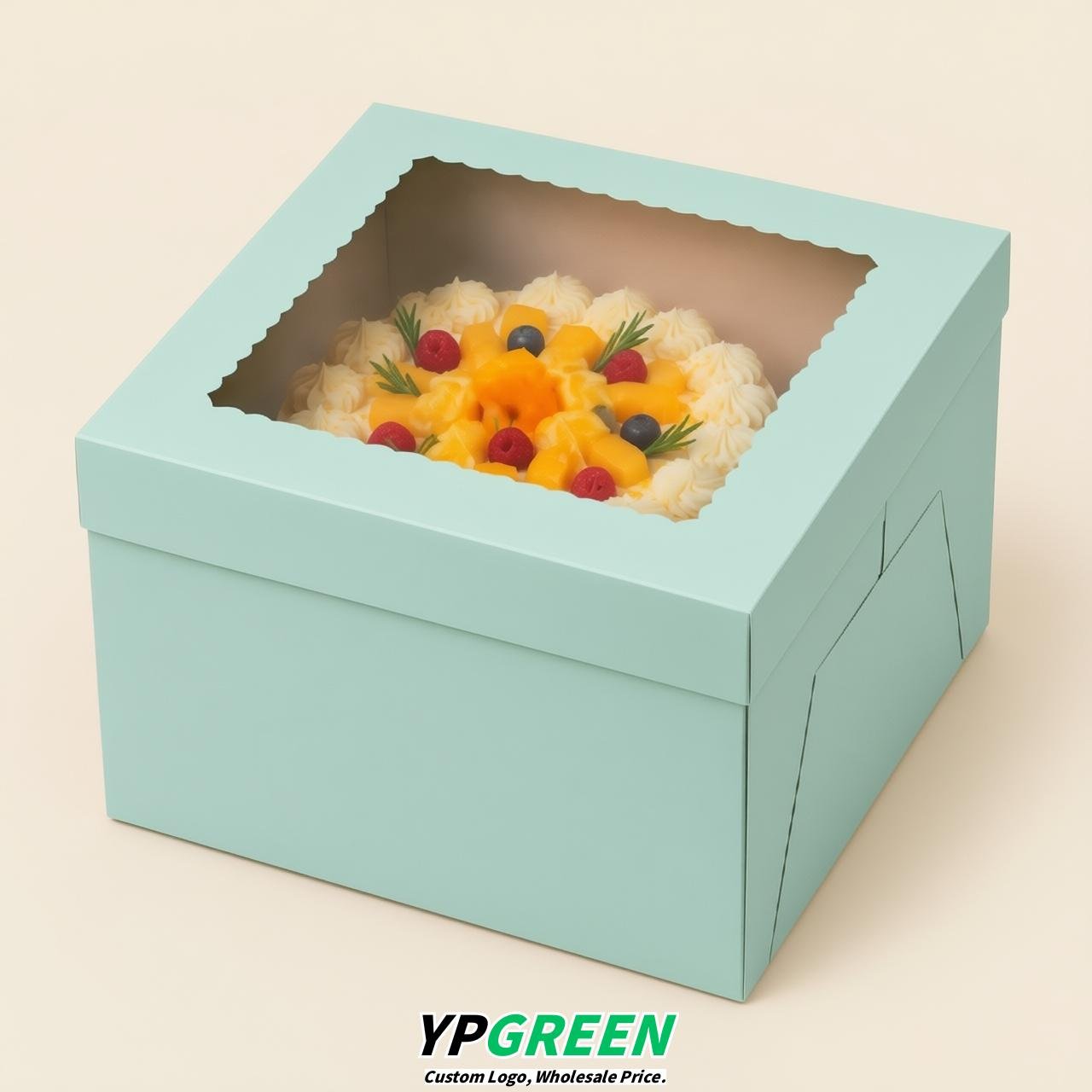 Glaucous 10 & 12 inches Cake Box with Window - Square Cardboard Cake Box