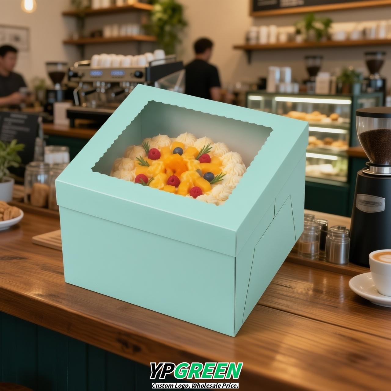 Glaucous 10 & 12 inches Cake Box with Window - Square Cardboard Cake Box