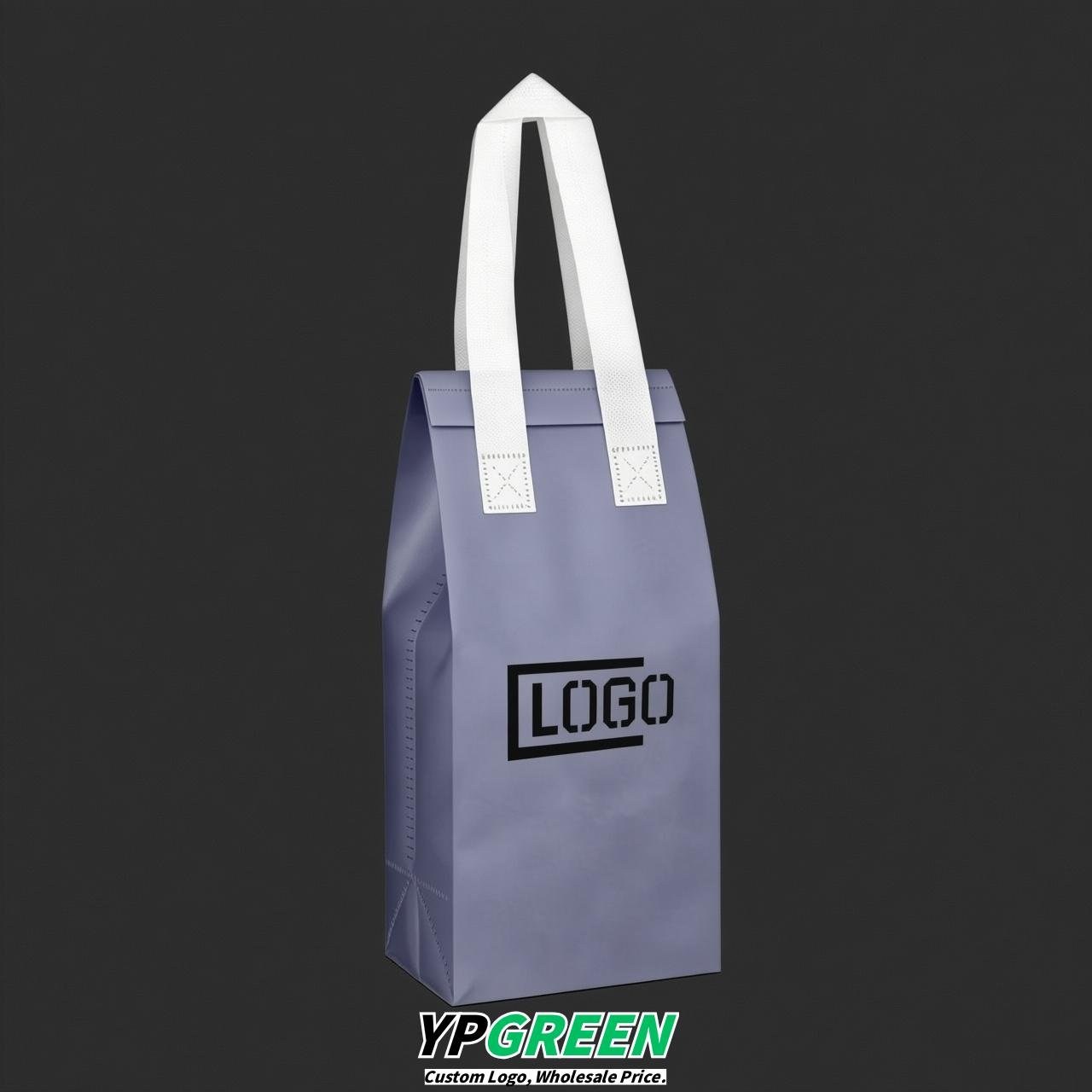 Glaucous Individual insulated take away bags wholesale 11x4.7x3.9 inches Thermal Beverage Take Out Bags