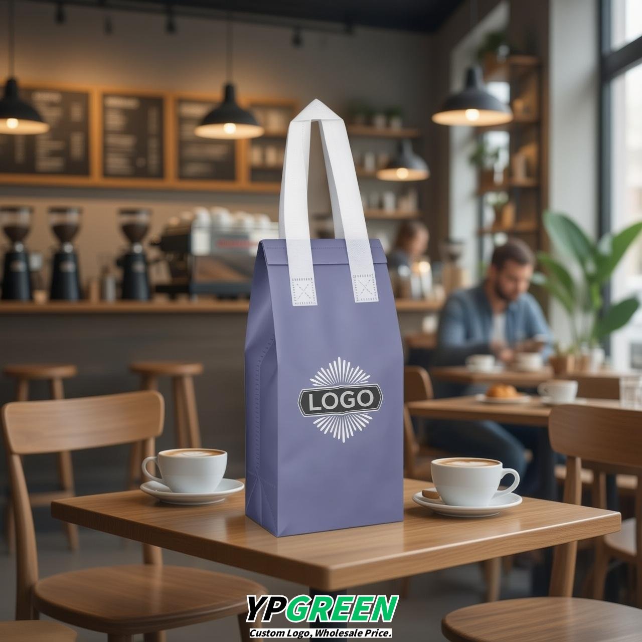 Glaucous Individual insulated take away bags wholesale 11x4.7x3.9 inches Thermal Beverage Take Out Bags
