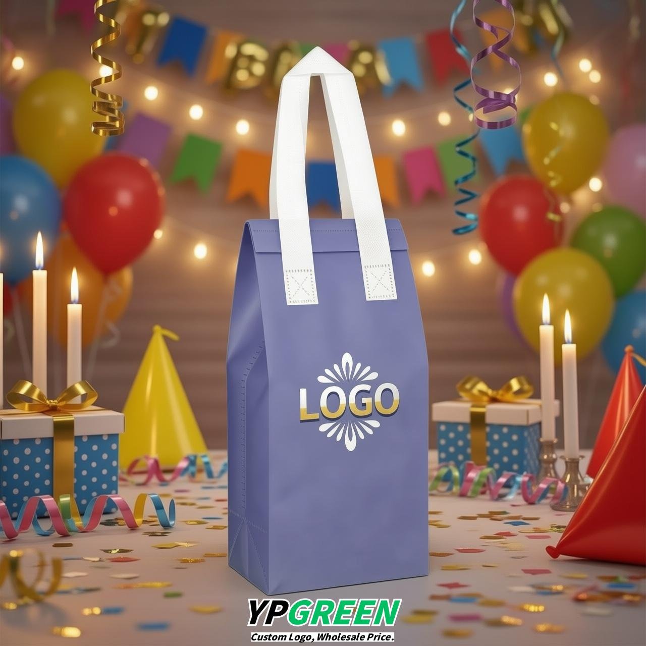 Glaucous Individual insulated take away bags wholesale 11x4.7x3.9 inches Thermal Beverage Take Out Bags