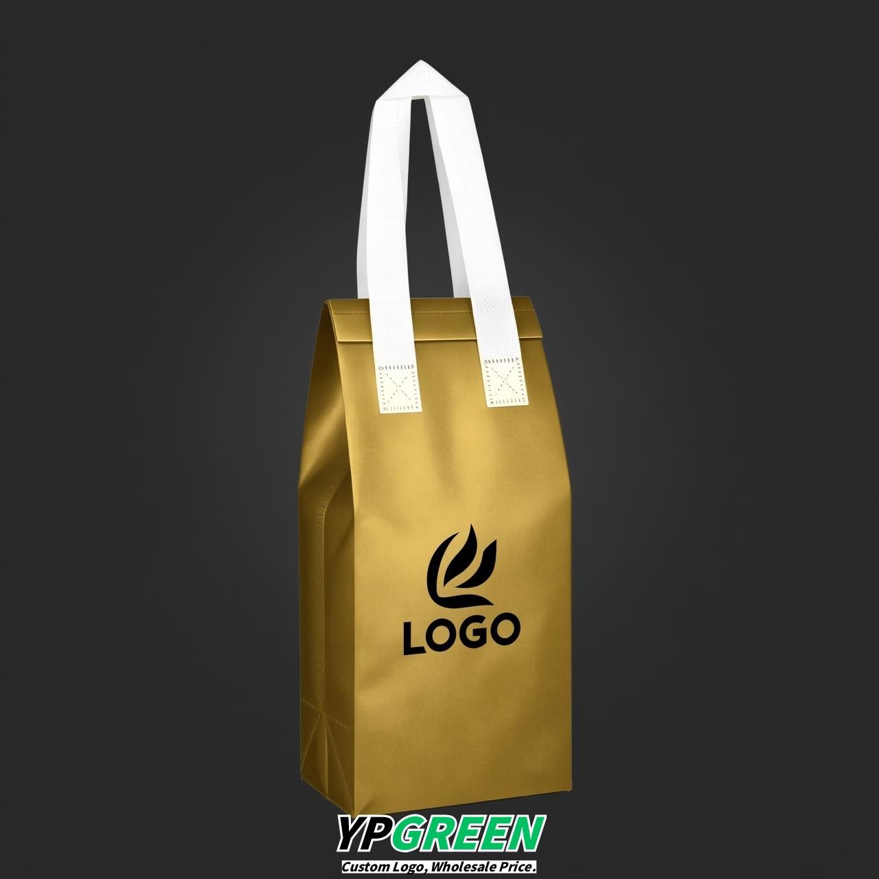 Gold Individual insulated take away bags wholesale 11x4.7x3.9 inches Thermal Beverage Take Out Bags