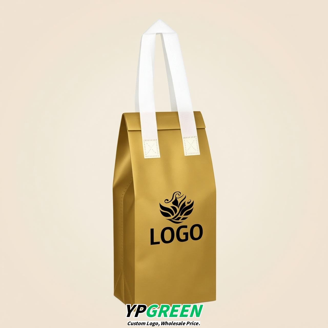 Gold Individual insulated take away bags wholesale 11x4.7x3.9 inches Thermal Beverage Take Out Bags