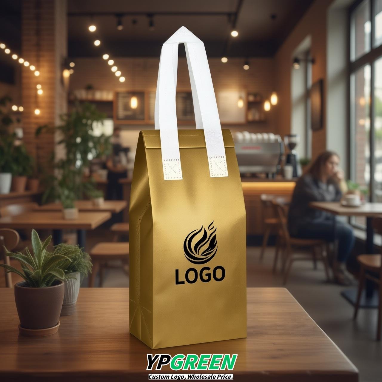 Gold Individual insulated take away bags wholesale 11x4.7x3.9 inches Thermal Beverage Take Out Bags