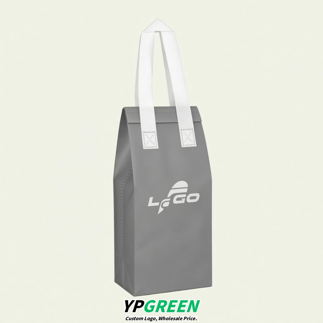 Gray Individual insulated take away bags wholesale 11x4.7x3.9 inches Thermal Beverage Take Out Bags