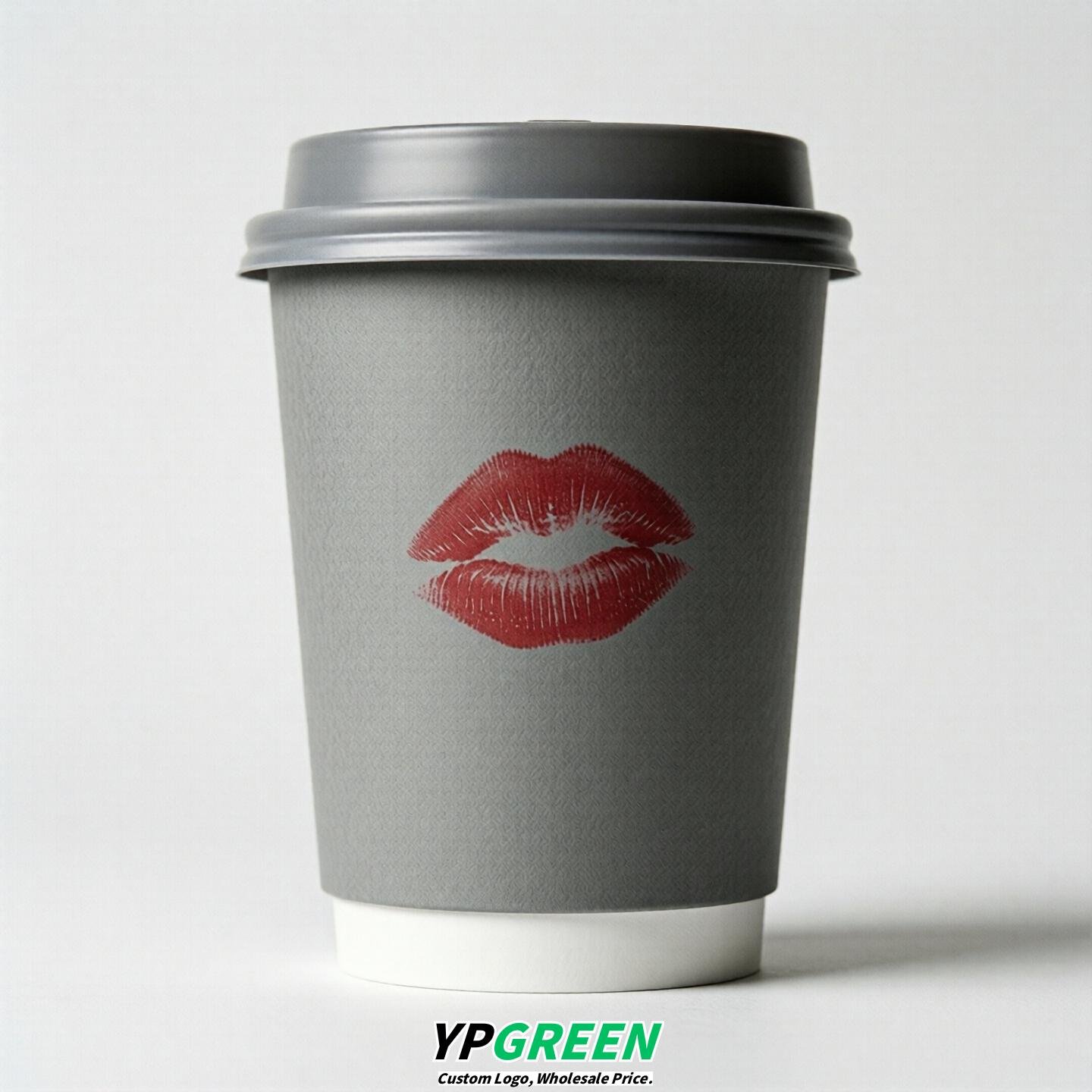 Gray Paper Cups with Lips Print 10oz/12oz/16oz/20oz/22oz