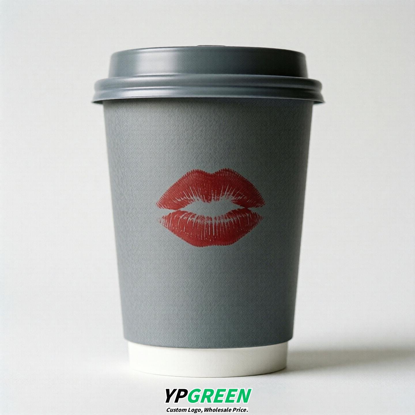 Gray Paper Cups with Lips Print 10oz/12oz/16oz/20oz/22oz