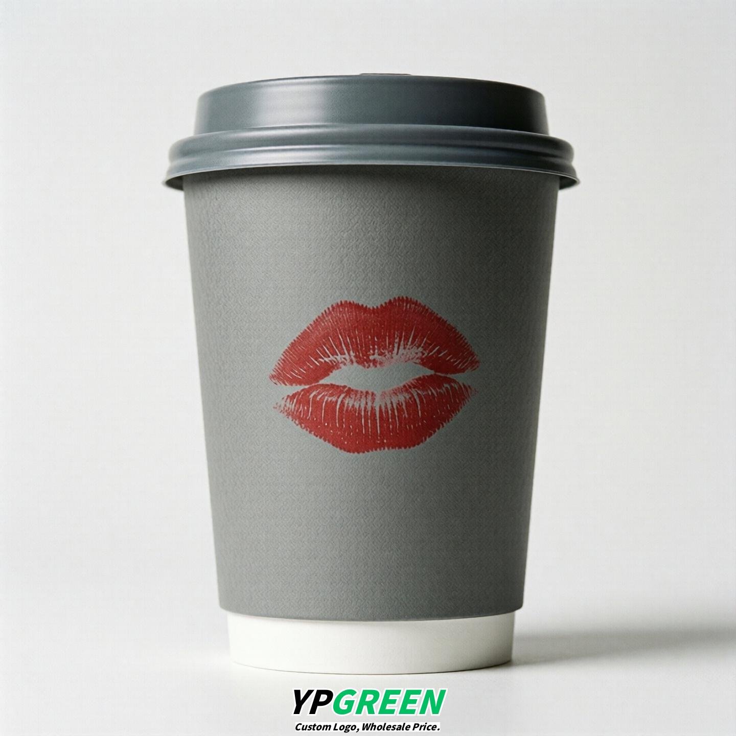 Gray Paper Cups with Lips Print 10oz/12oz/16oz/20oz/22oz