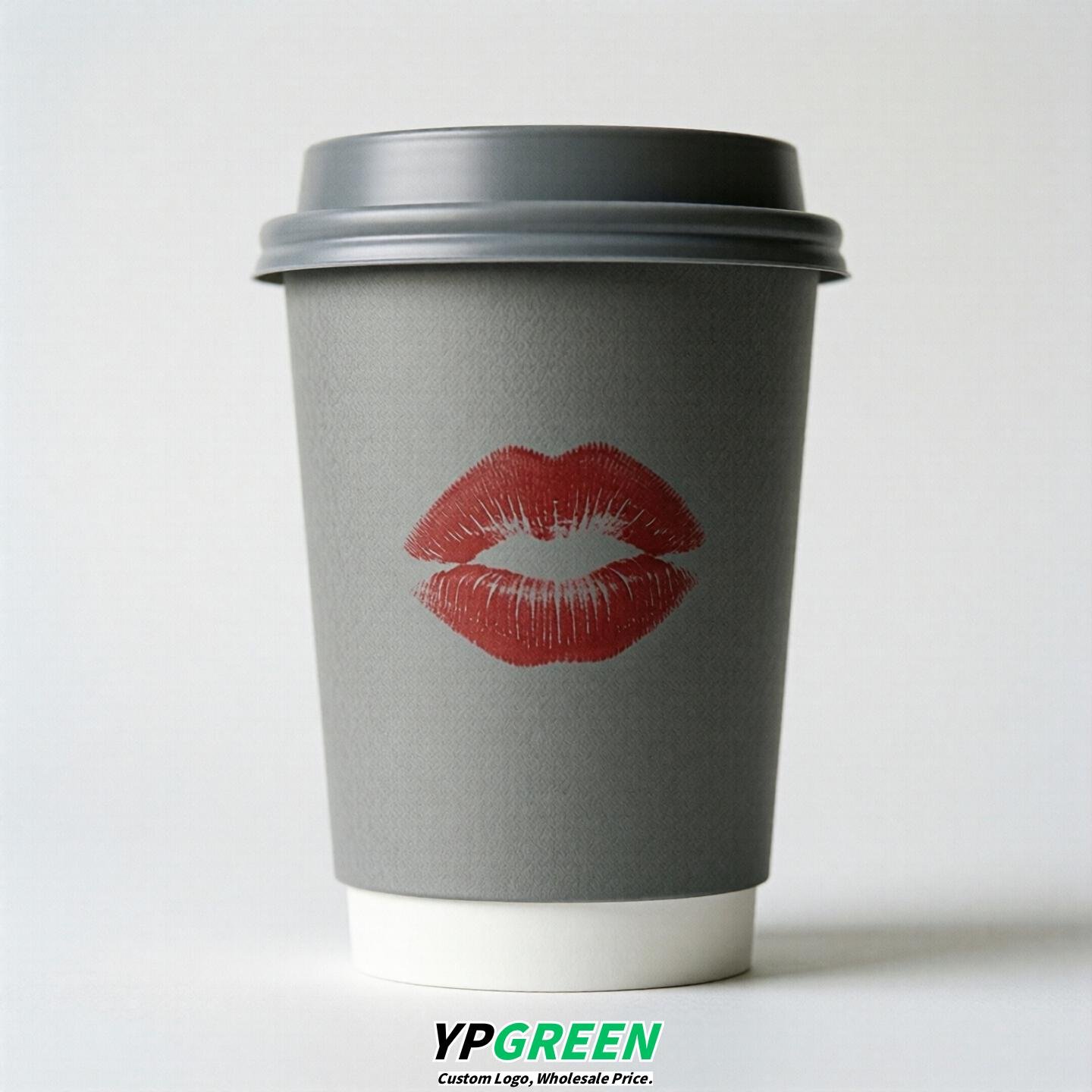 Gray Paper Cups with Lips Print 10oz/12oz/16oz/20oz/22oz