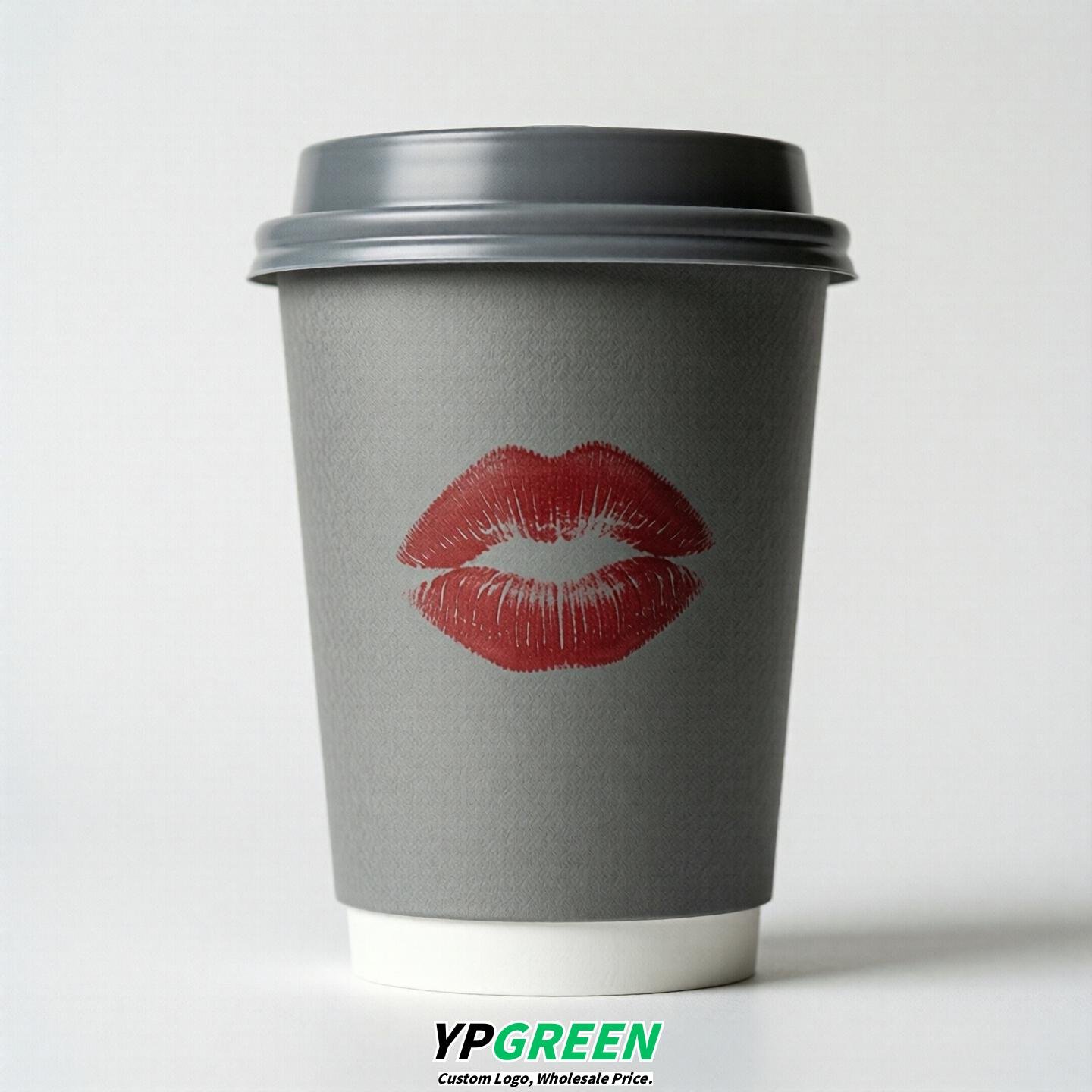 Gray Paper Cups with Lips Print 10oz/12oz/16oz/20oz/22oz