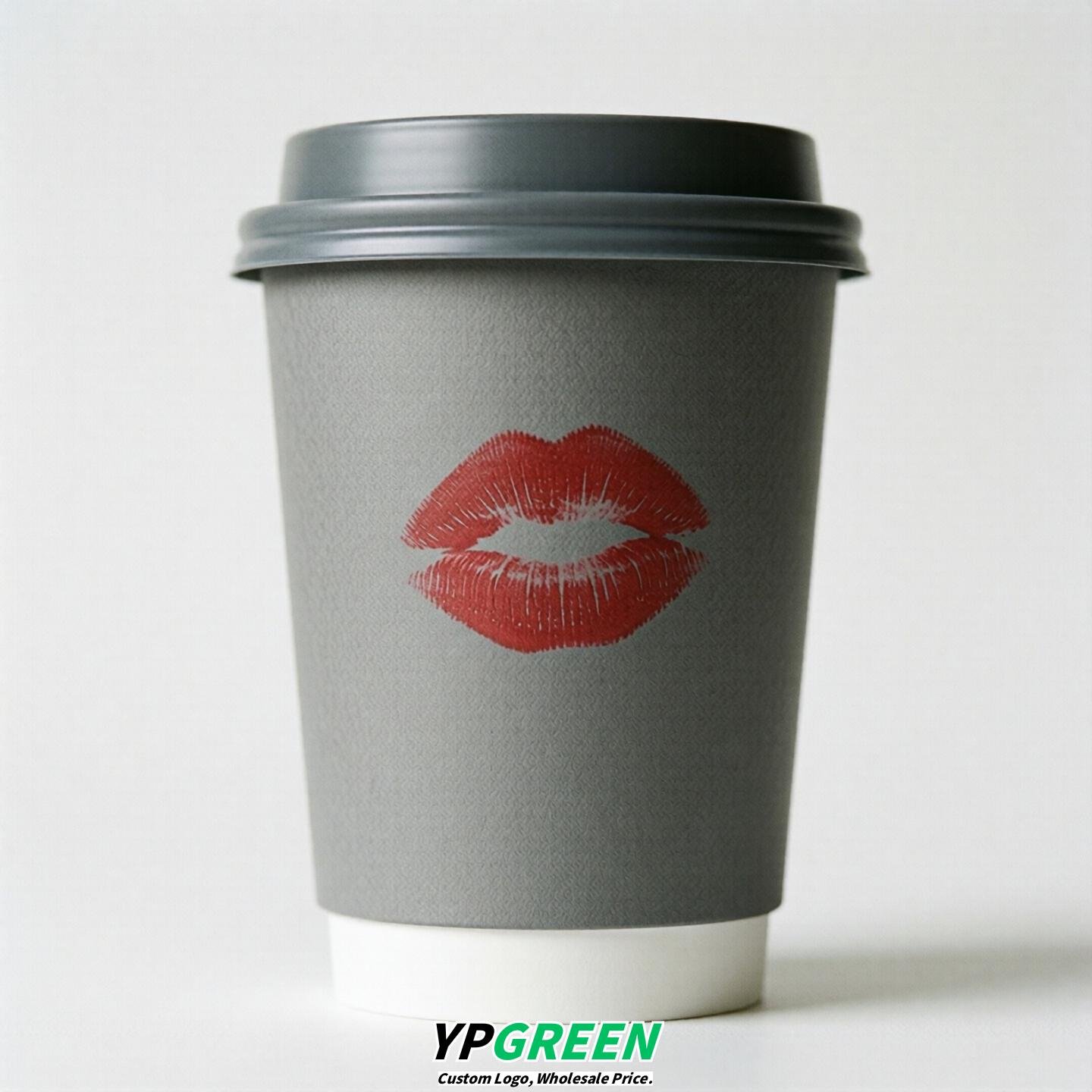 Gray Paper Cups with Lips Print 10oz/12oz/16oz/20oz/22oz