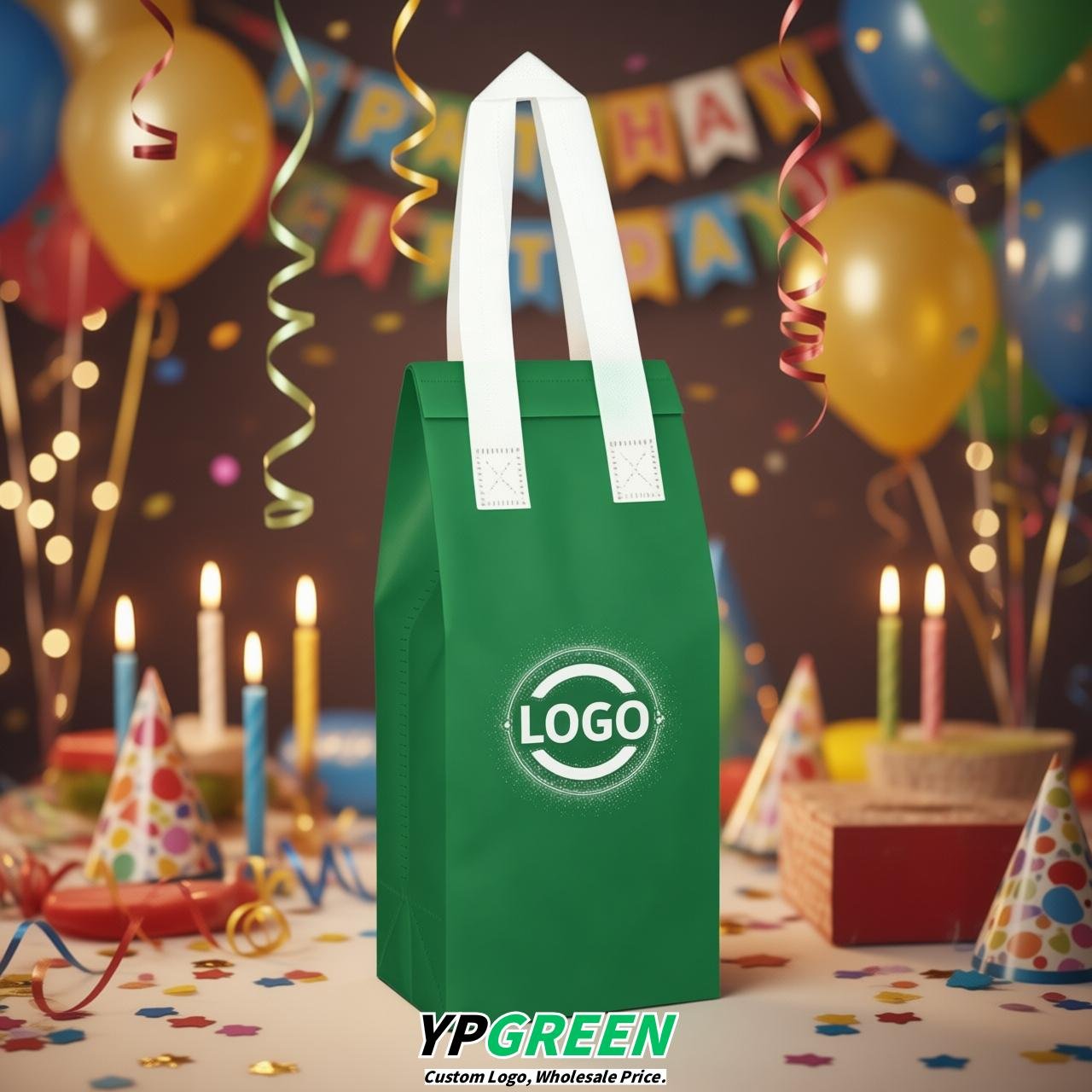 Green Individual insulated take away bags wholesale 11x4.7x3.9 inches Thermal Beverage Take Out Bags