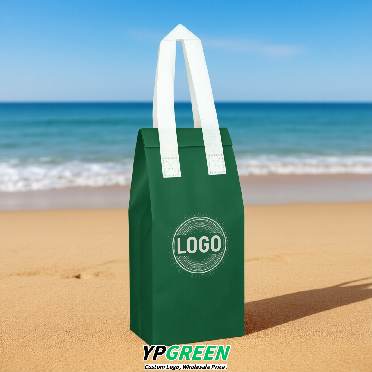 Green Individual insulated take away bags wholesale 11x4.7x3.9 inches Thermal Beverage Take Out Bags