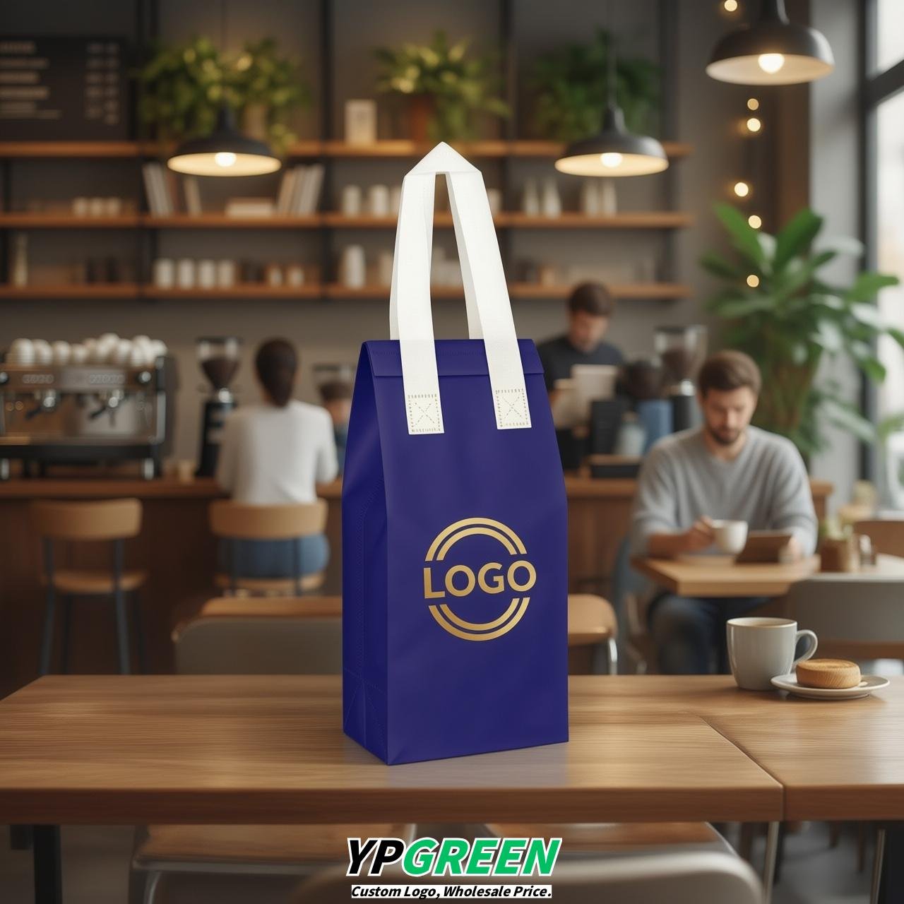 Indigo Individual insulated take away bags wholesale 11x4.7x3.9 inches Thermal Beverage Take Out Bags
