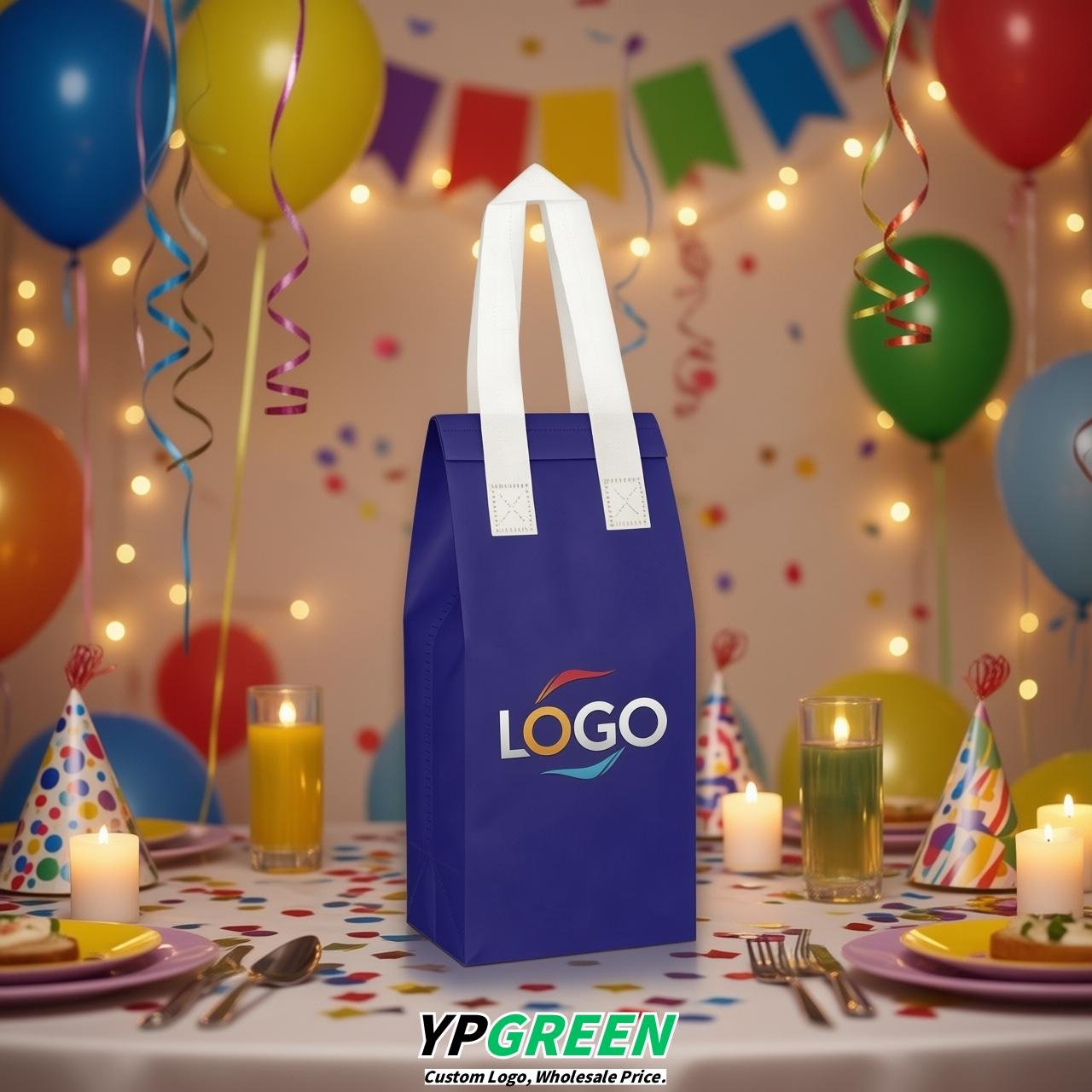 Indigo Individual insulated take away bags wholesale 11x4.7x3.9 inches Thermal Beverage Take Out Bags