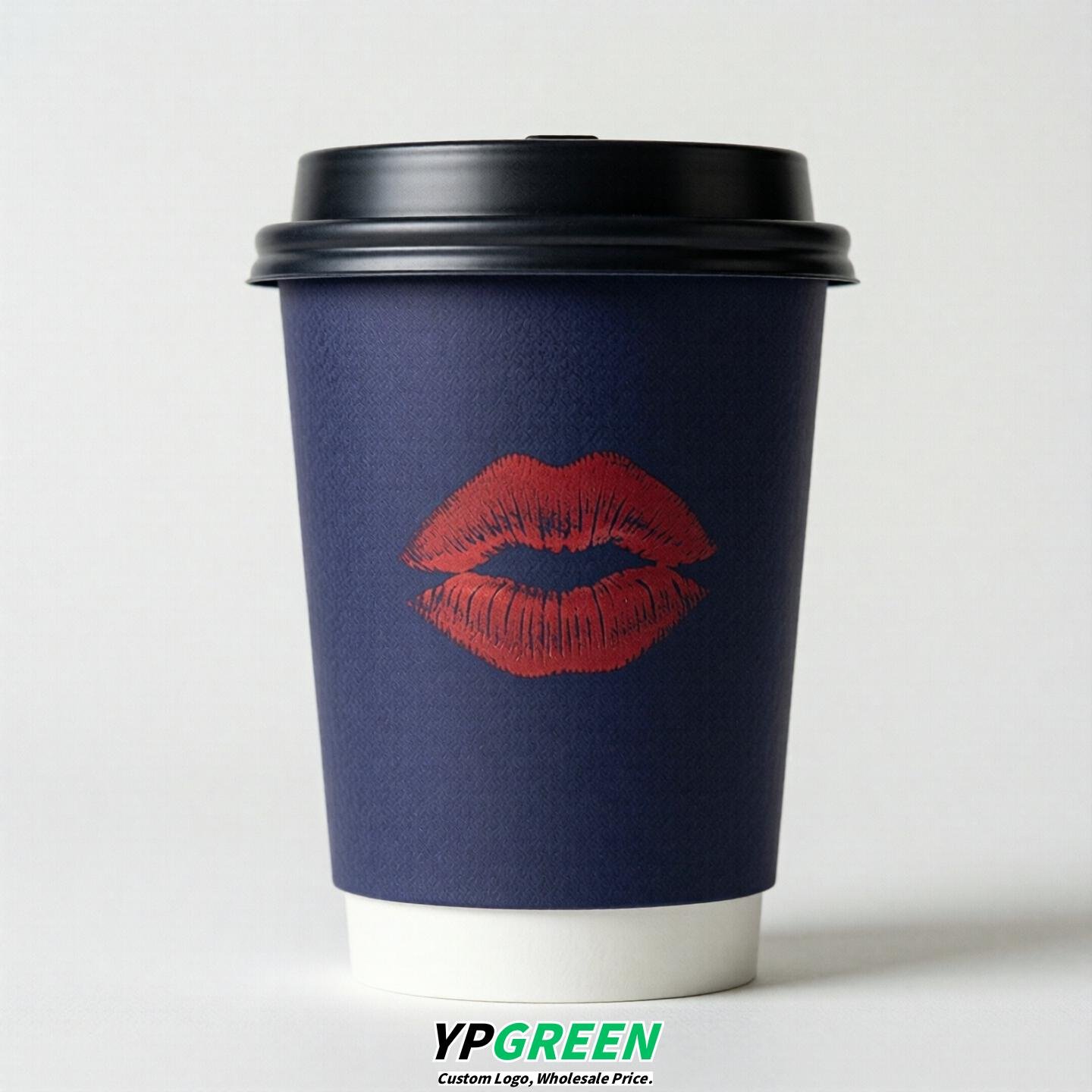 Indigo Paper Cups with Lips Print 10oz/12oz/16oz/20oz/22oz