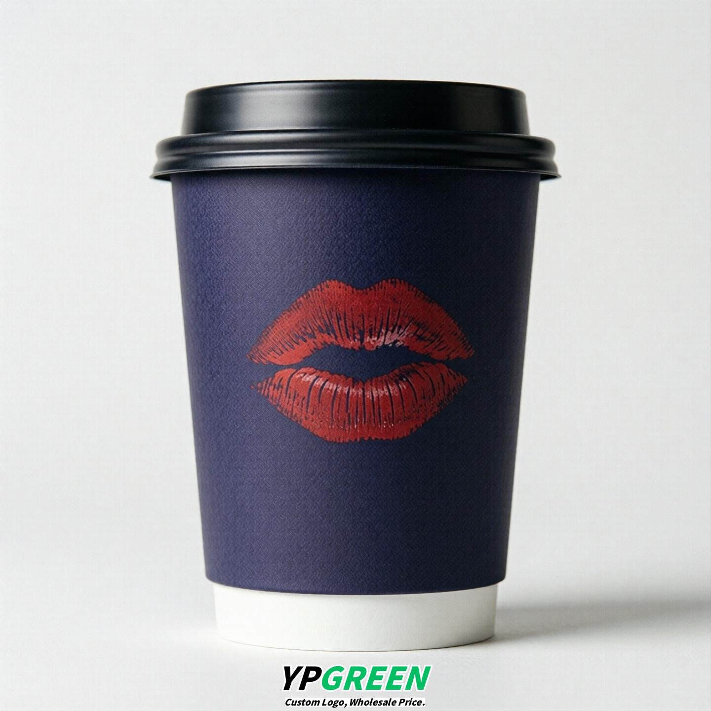 Indigo Paper Cups with Lips Print 10oz/12oz/16oz/20oz/22oz