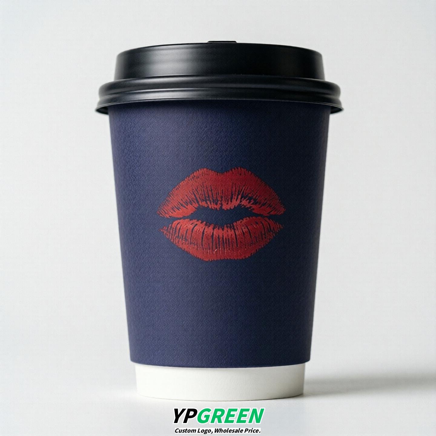 Indigo Paper Cups with Lips Print 10oz/12oz/16oz/20oz/22oz