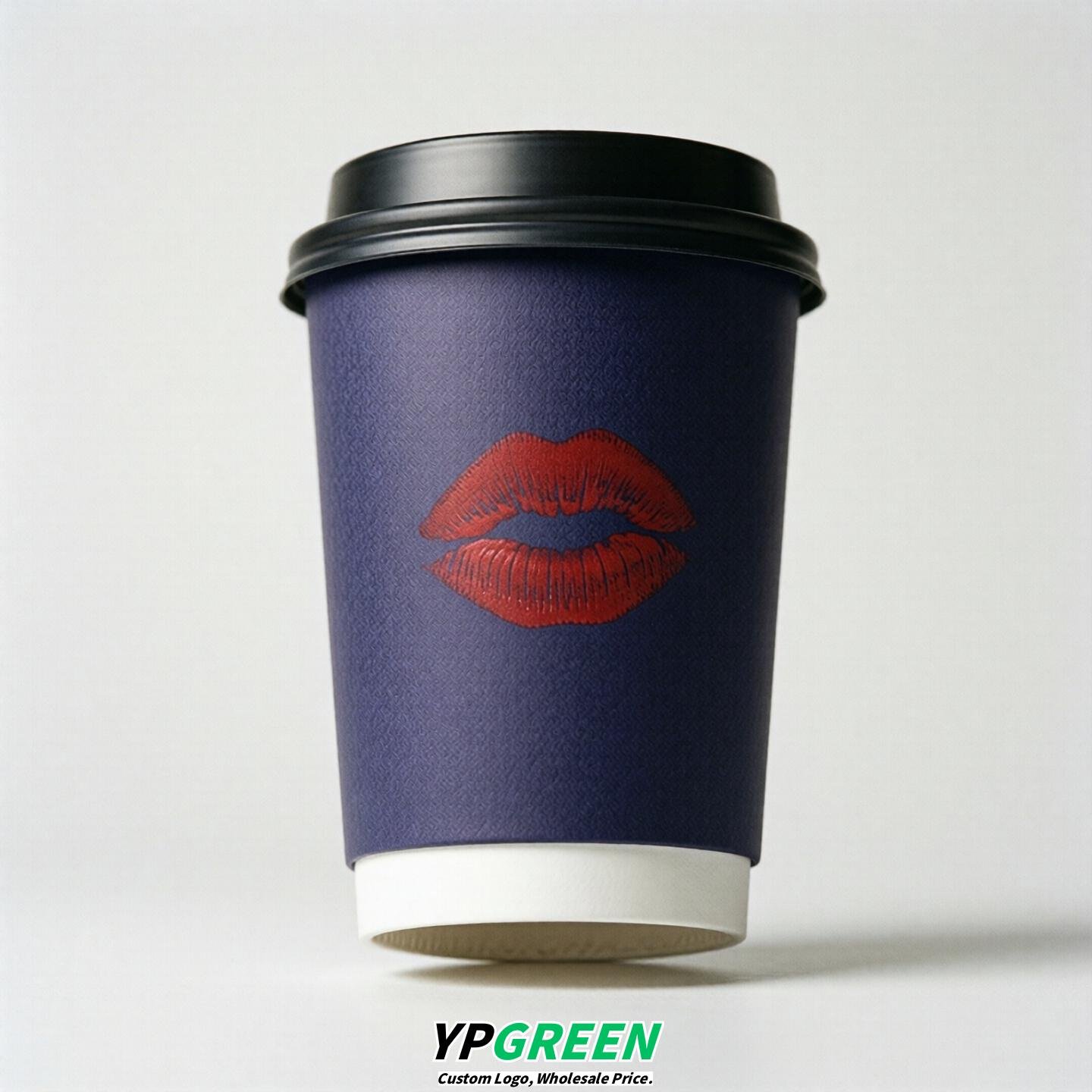 Indigo Paper Cups with Lips Print 10oz/12oz/16oz/20oz/22oz