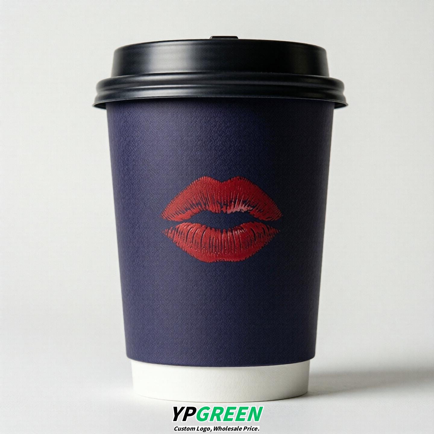 Indigo Paper Cups with Lips Print 10oz/12oz/16oz/20oz/22oz
