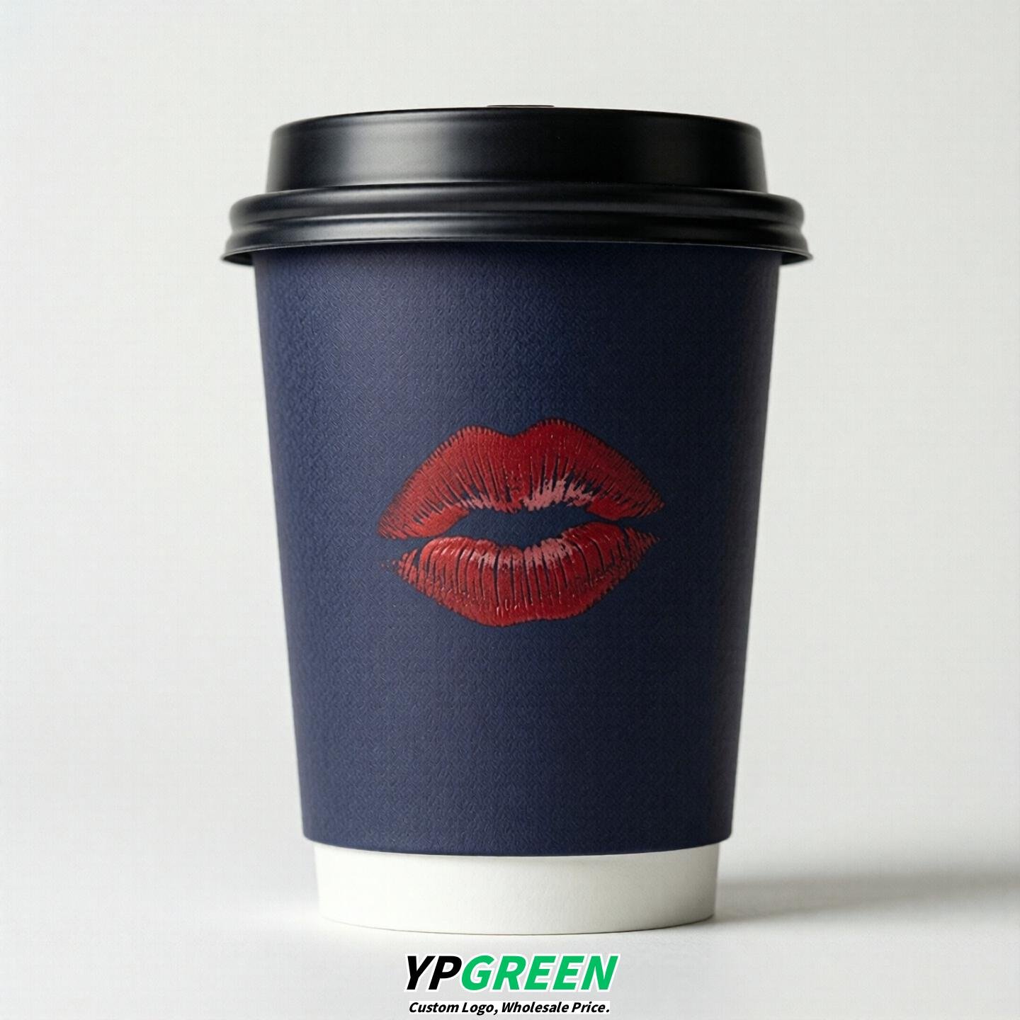 Indigo Paper Cups with Lips Print 10oz/12oz/16oz/20oz/22oz