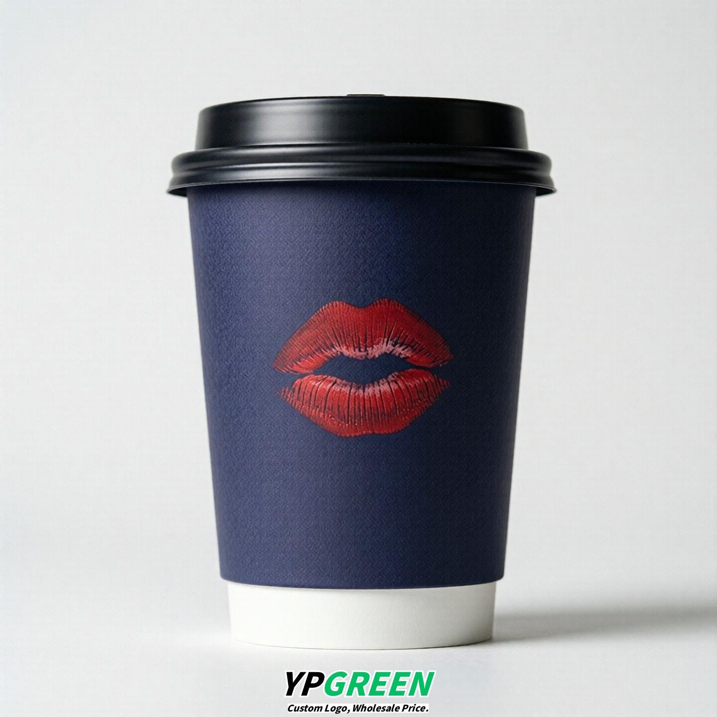 Indigo Paper Cups with Lips Print 10oz/12oz/16oz/20oz/22oz