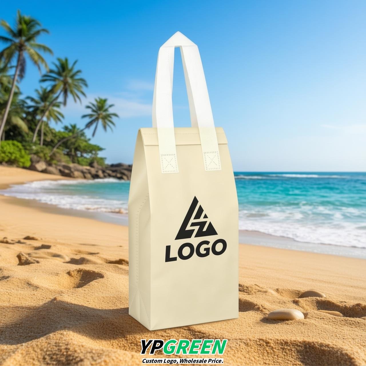 Ivory Individual insulated take away bags wholesale 11x4.7x3.9 inches Thermal Beverage Take Out Bags