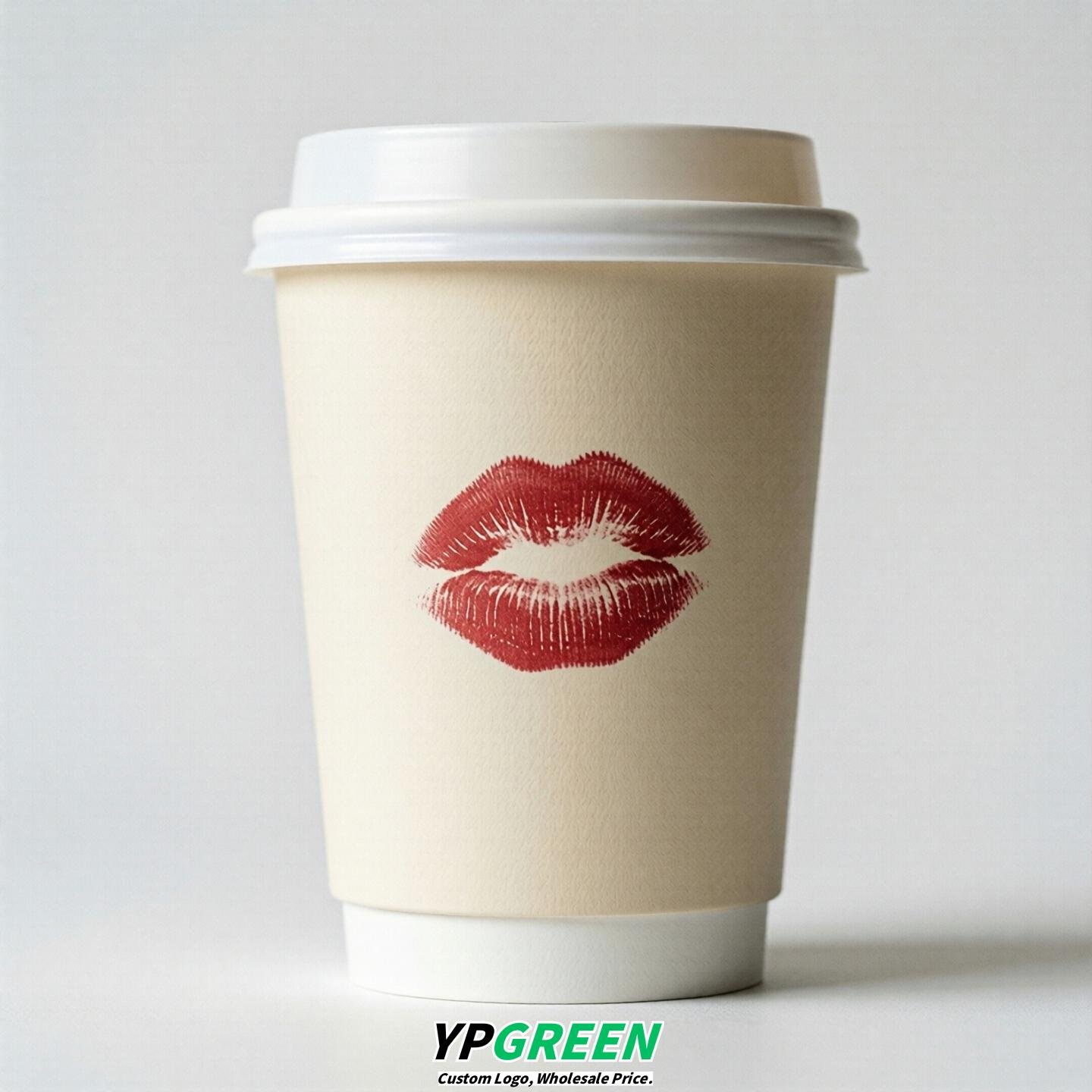 Ivory Paper Cups with Lips Print 10oz/12oz/16oz/20oz/22oz