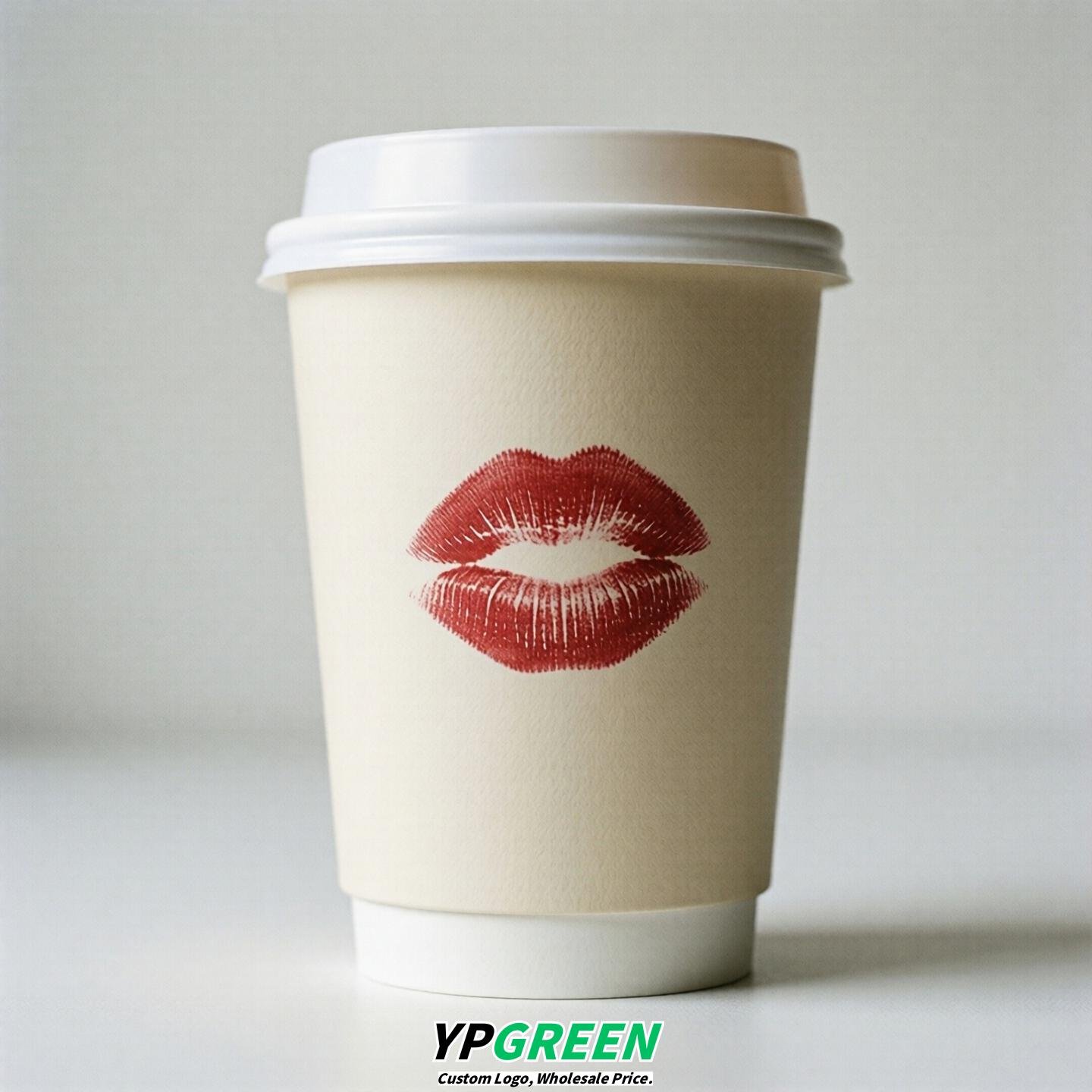 Ivory Paper Cups with Lips Print 10oz/12oz/16oz/20oz/22oz