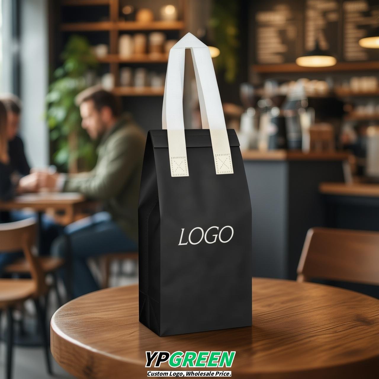 Jet Black Individual insulated take away bags wholesale 11x4.7x3.9 inches Thermal Beverage Take Out Bags