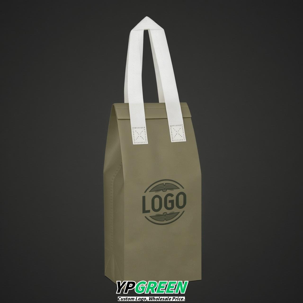 Khaki Individual insulated take away bags wholesale 11x4.7x3.9 inches Thermal Beverage Take Out Bags