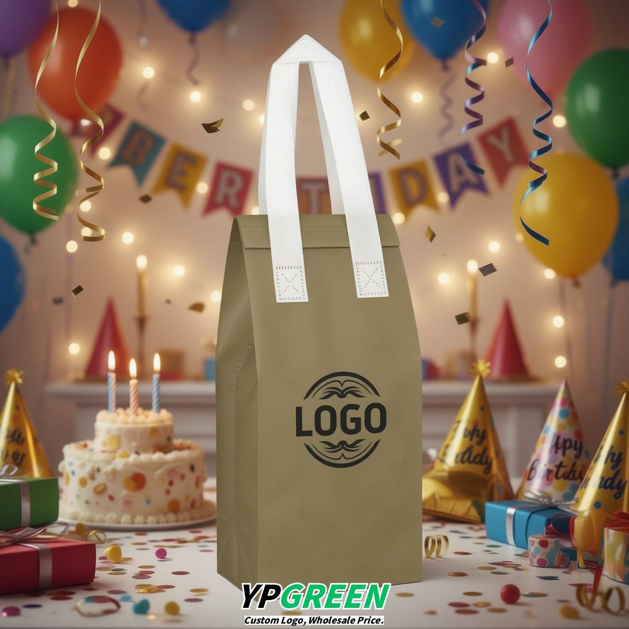 Khaki Individual insulated take away bags wholesale 11x4.7x3.9 inches Thermal Beverage Take Out Bags