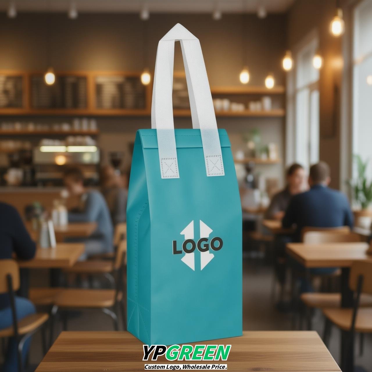 Lake Blue Individual insulated take away bags wholesale 11x4.7x3.9 inches Thermal Beverage Take Out Bags