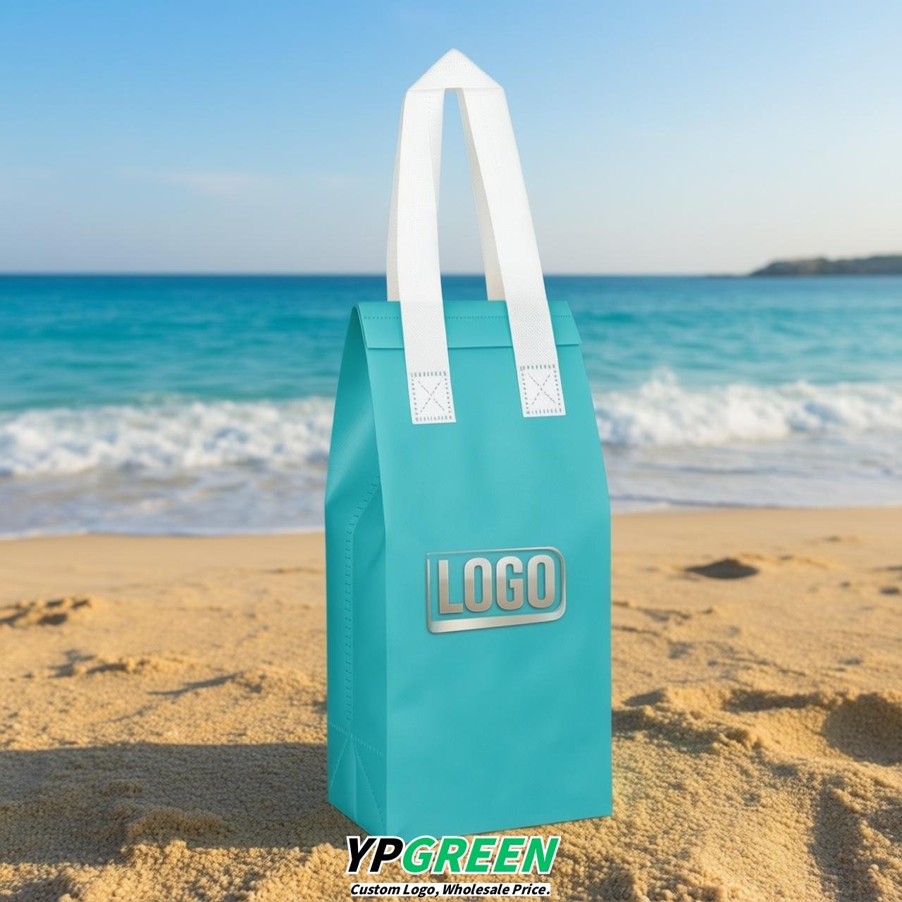 Lake Blue Individual insulated take away bags wholesale 11x4.7x3.9 inches Thermal Beverage Take Out Bags