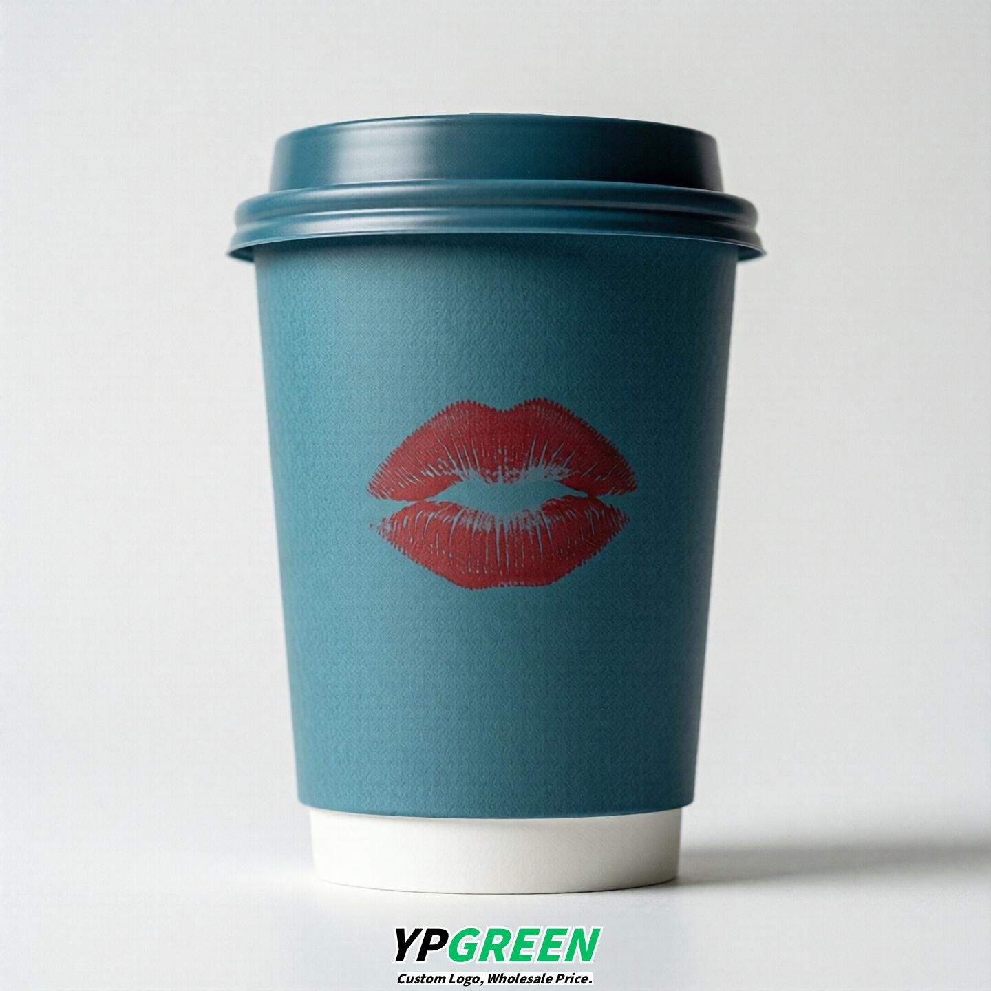 Lake Blue Paper Cups with Lips Print 10oz/12oz/16oz/20oz/22oz