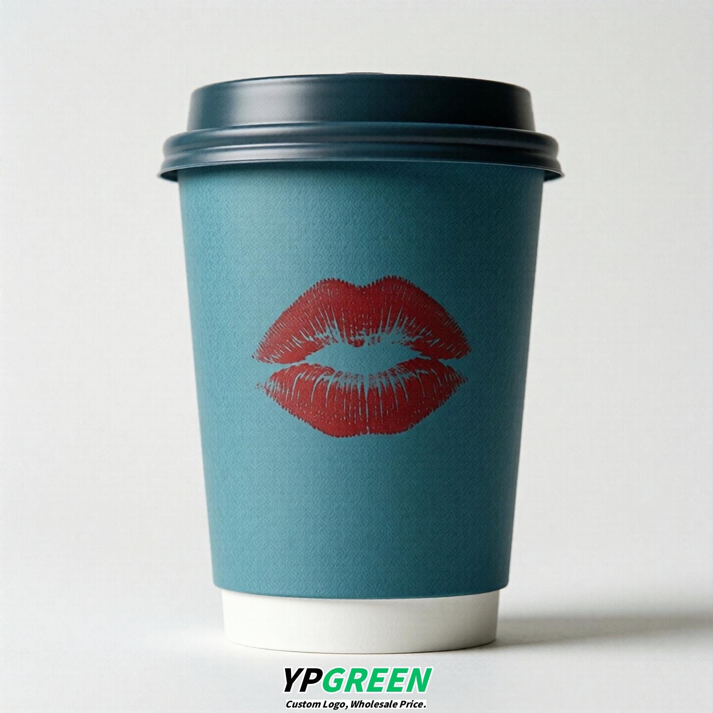 Lake Blue Paper Cups with Lips Print 10oz/12oz/16oz/20oz/22oz
