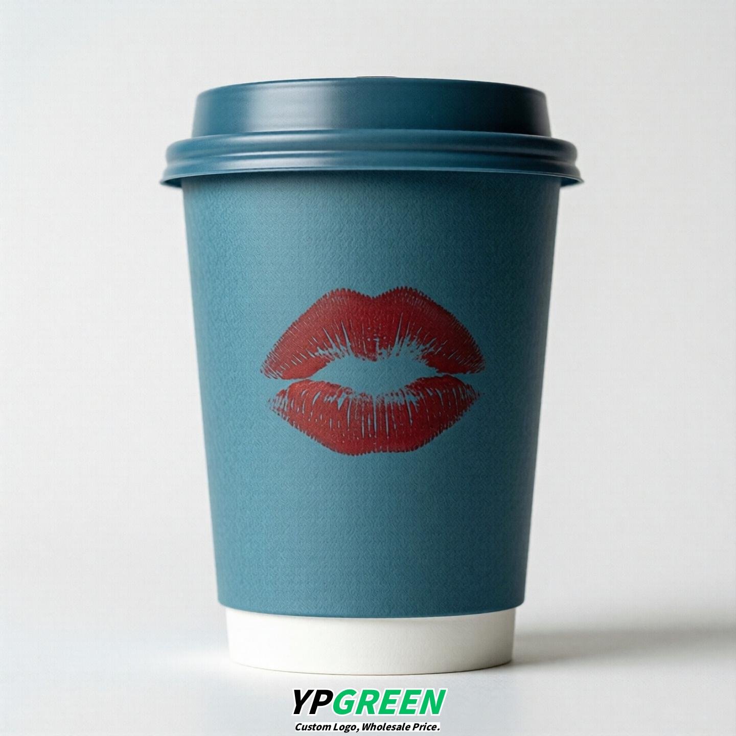 Lake Blue Paper Cups with Lips Print 10oz/12oz/16oz/20oz/22oz