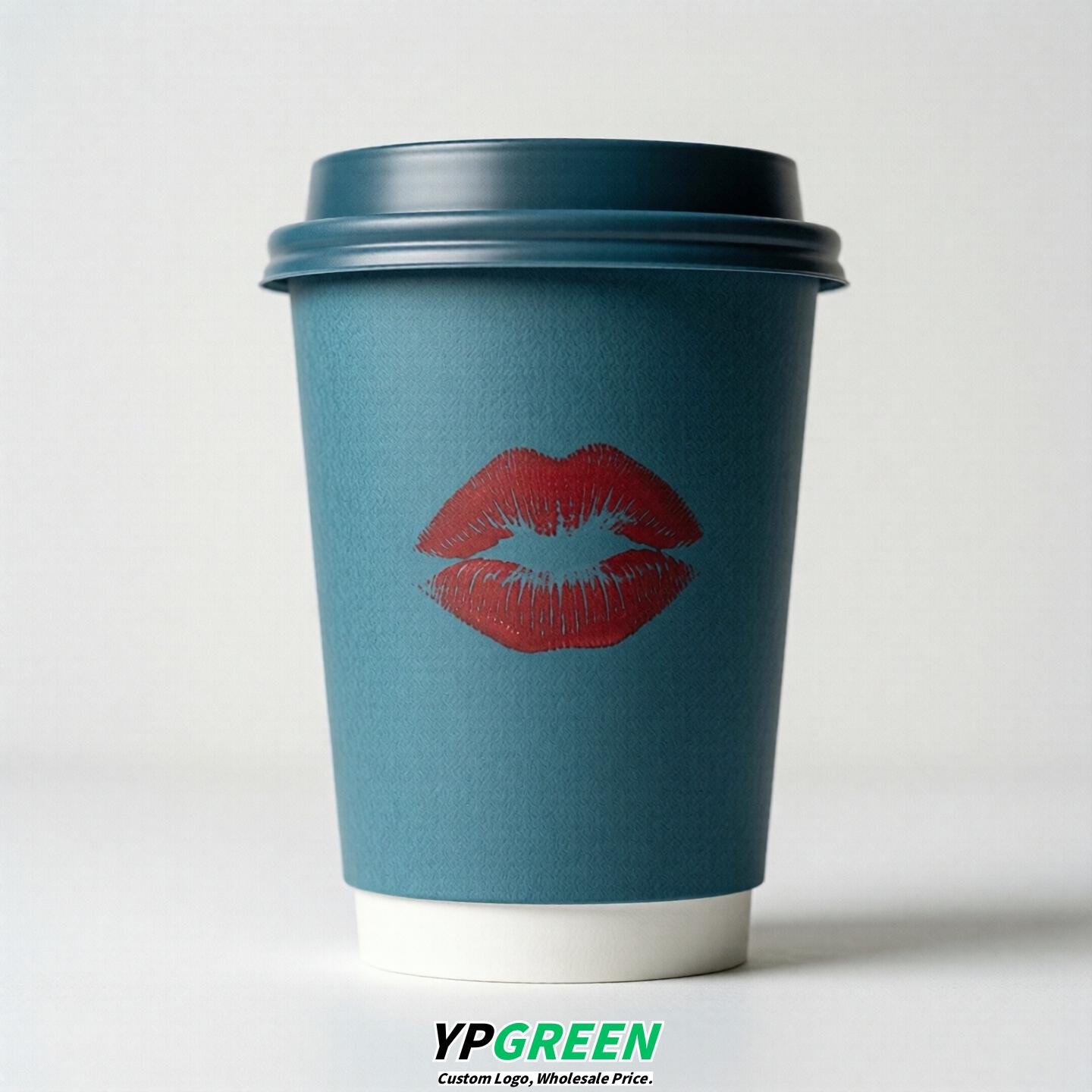 Lake Blue Paper Cups with Lips Print 10oz/12oz/16oz/20oz/22oz