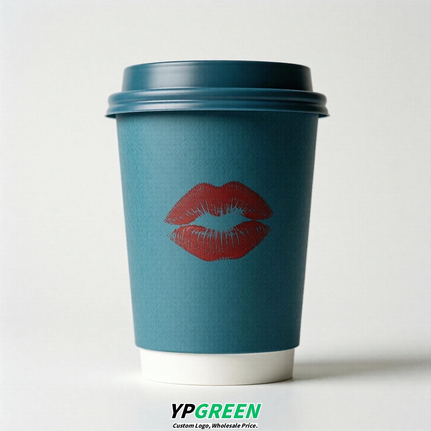 Lake Blue Paper Cups with Lips Print 10oz/12oz/16oz/20oz/22oz