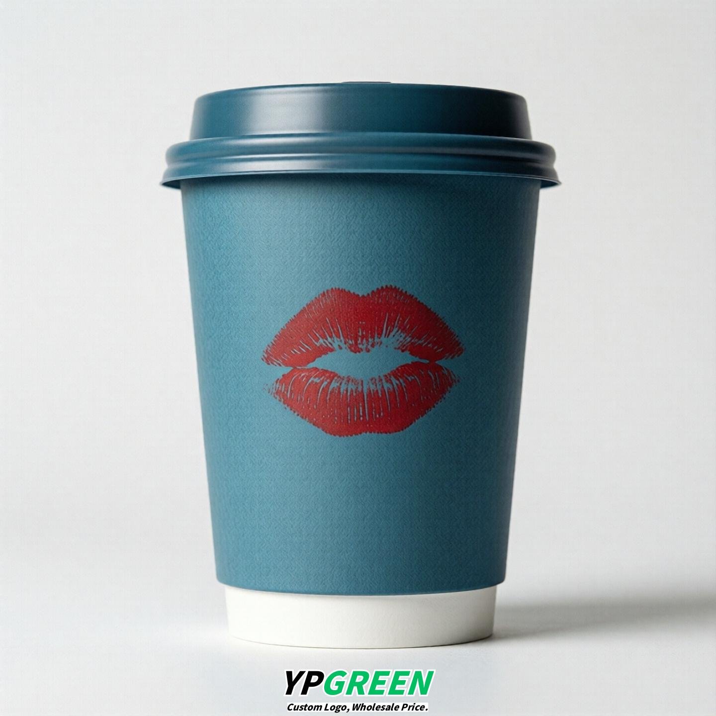 Lake Blue Paper Cups with Lips Print 10oz/12oz/16oz/20oz/22oz