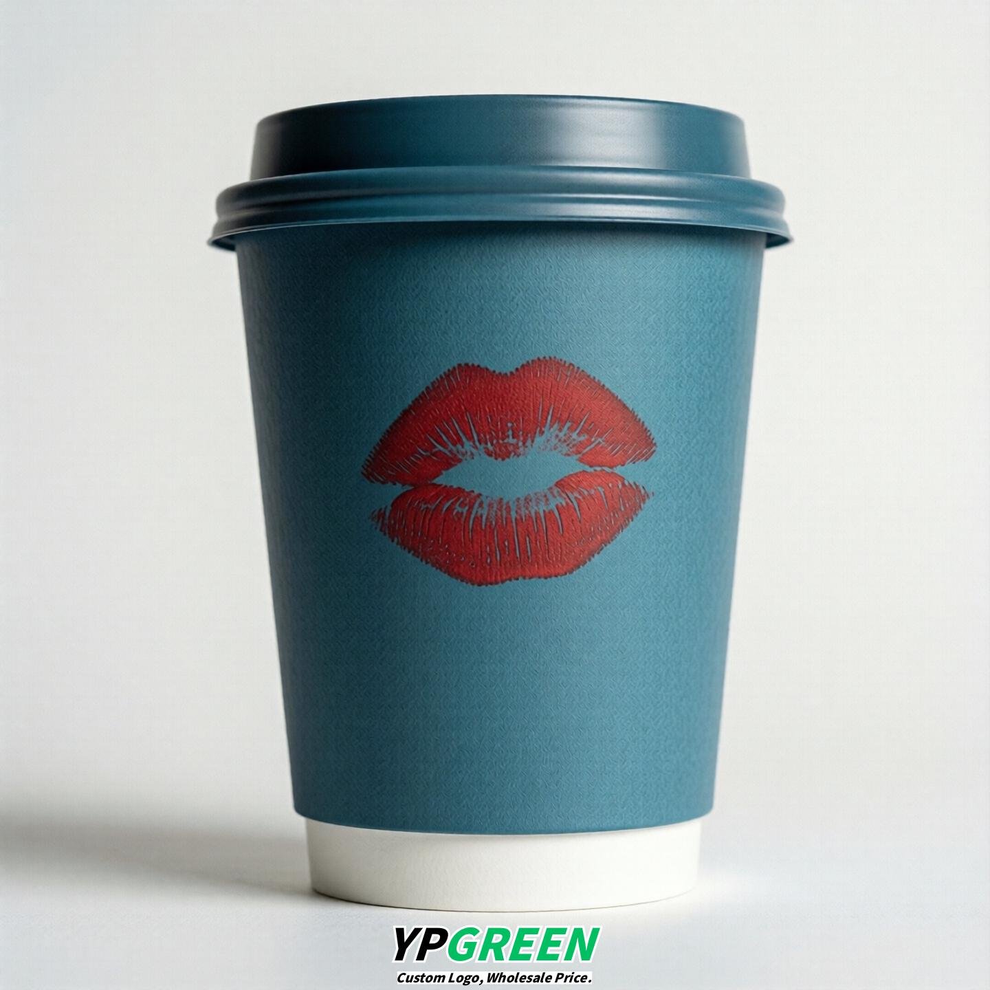 Lake Blue Paper Cups with Lips Print 10oz/12oz/16oz/20oz/22oz