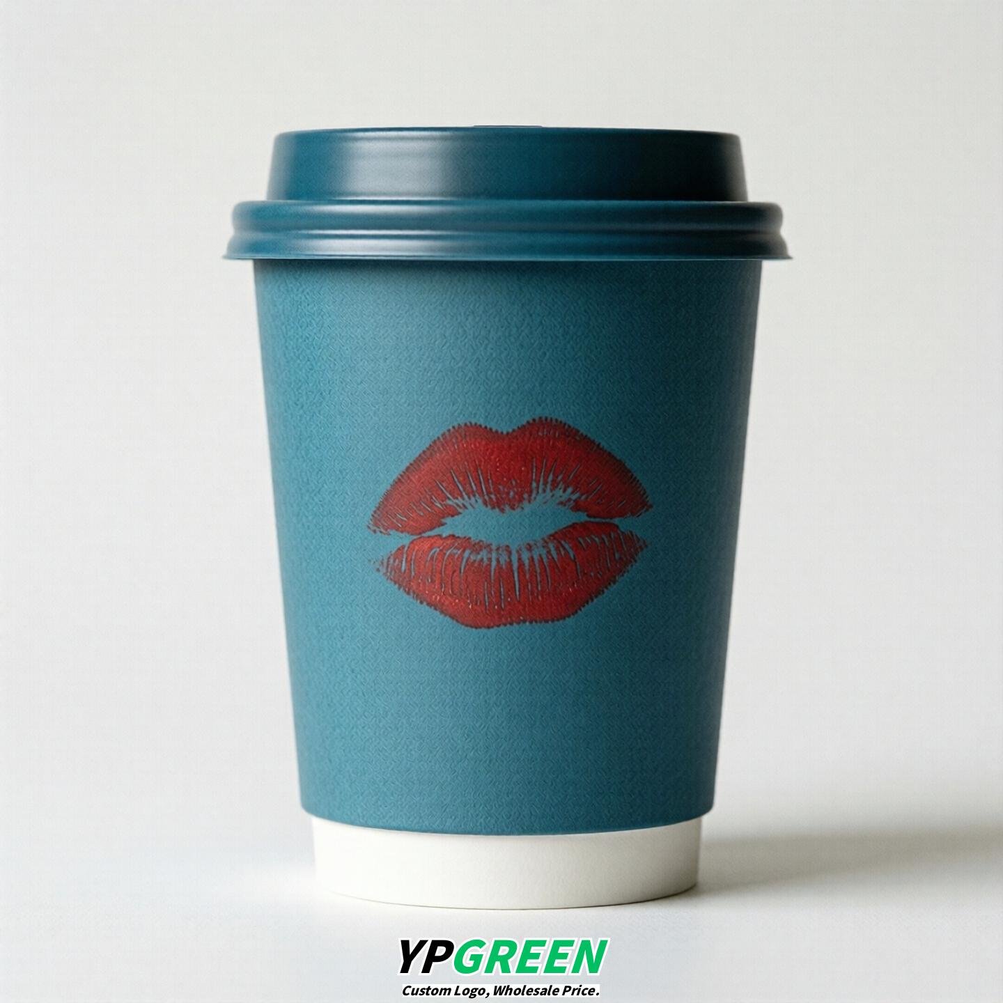 Lake Blue Paper Cups with Lips Print 10oz/12oz/16oz/20oz/22oz