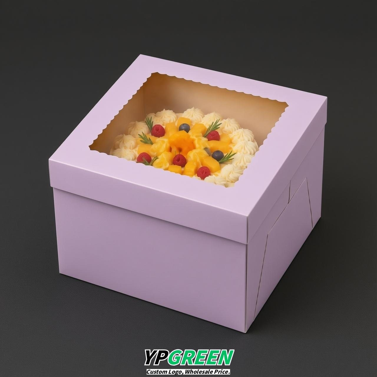 Lavender 10 & 12 inches Tall Cake Box with Window - Square Cardboard Cake Box
