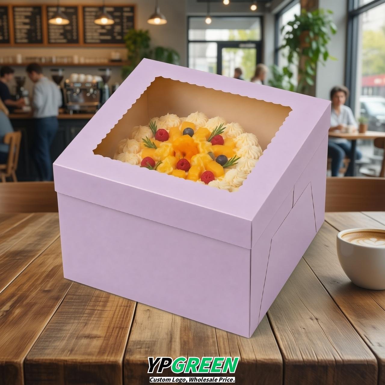 Lavender 10 & 12 inches Tall Cake Box with Window - Square Cardboard Cake Box