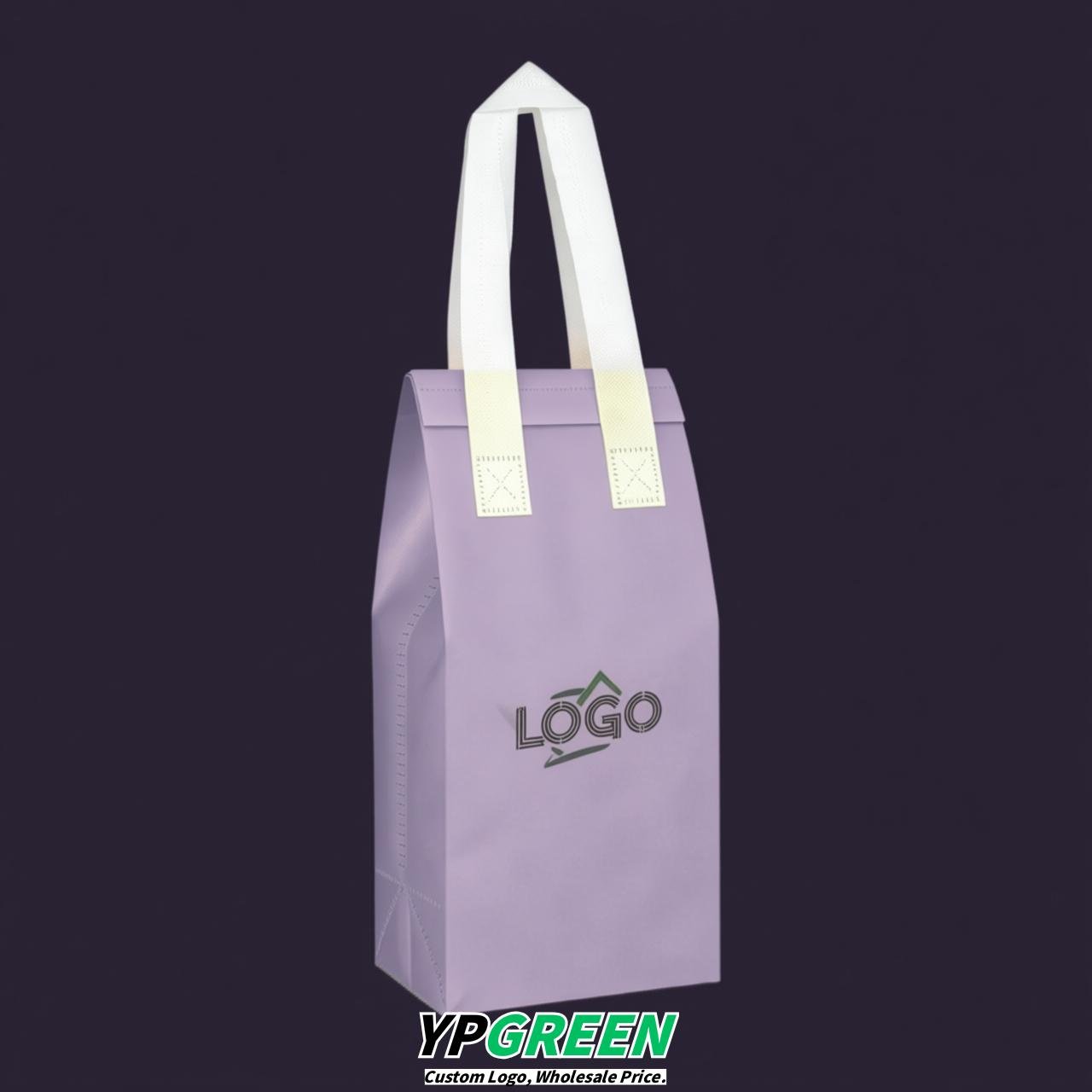 Lavender Individual insulated take away bags wholesale 11x4.7x3.9 inches Thermal Beverage Take Out Bags