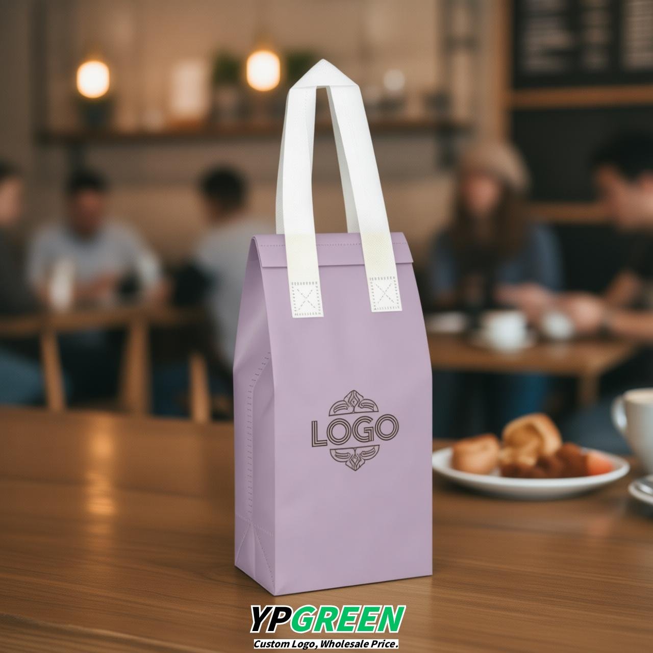 Lavender Individual insulated take away bags wholesale 11x4.7x3.9 inches Thermal Beverage Take Out Bags