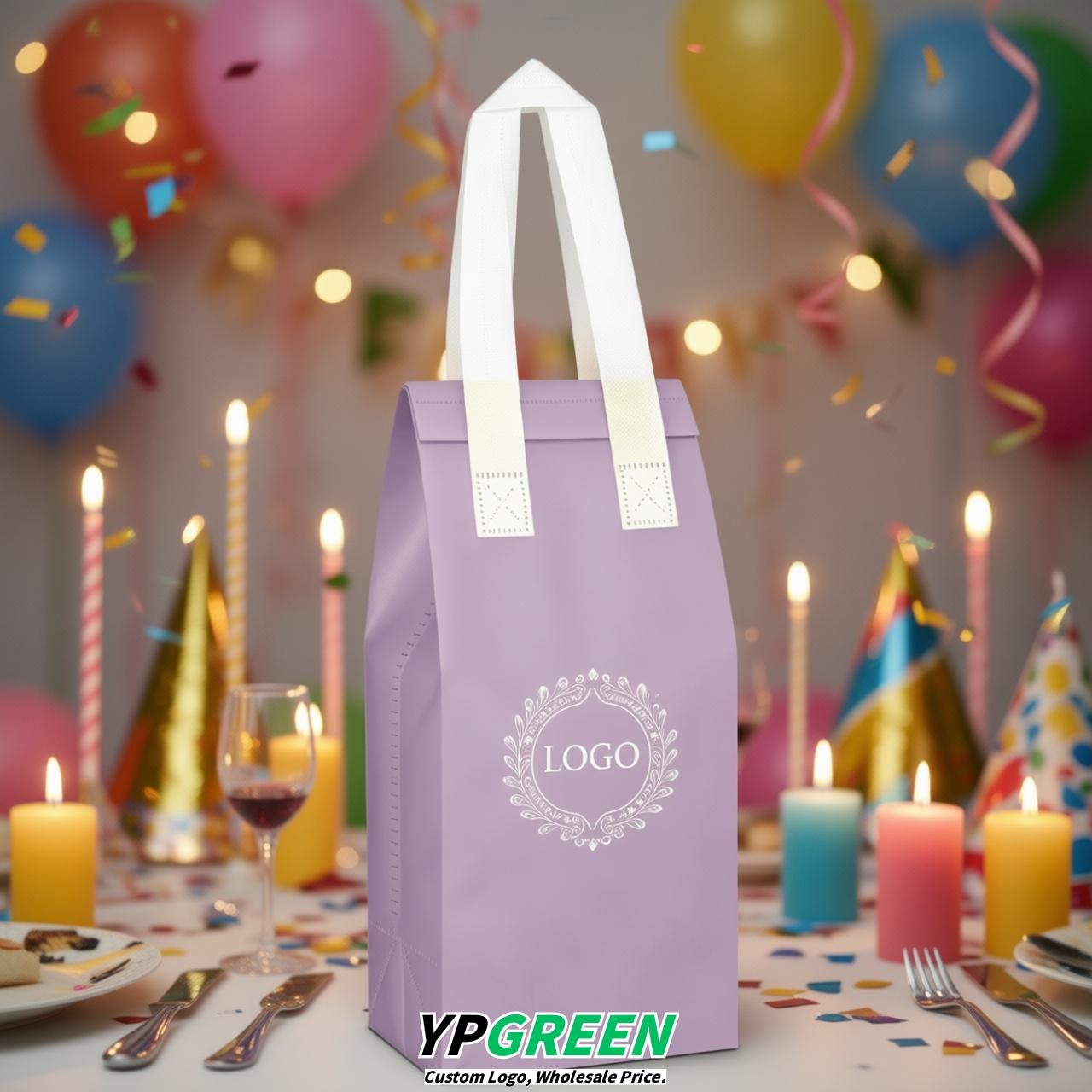 Lavender Individual insulated take away bags wholesale 11x4.7x3.9 inches Thermal Beverage Take Out Bags